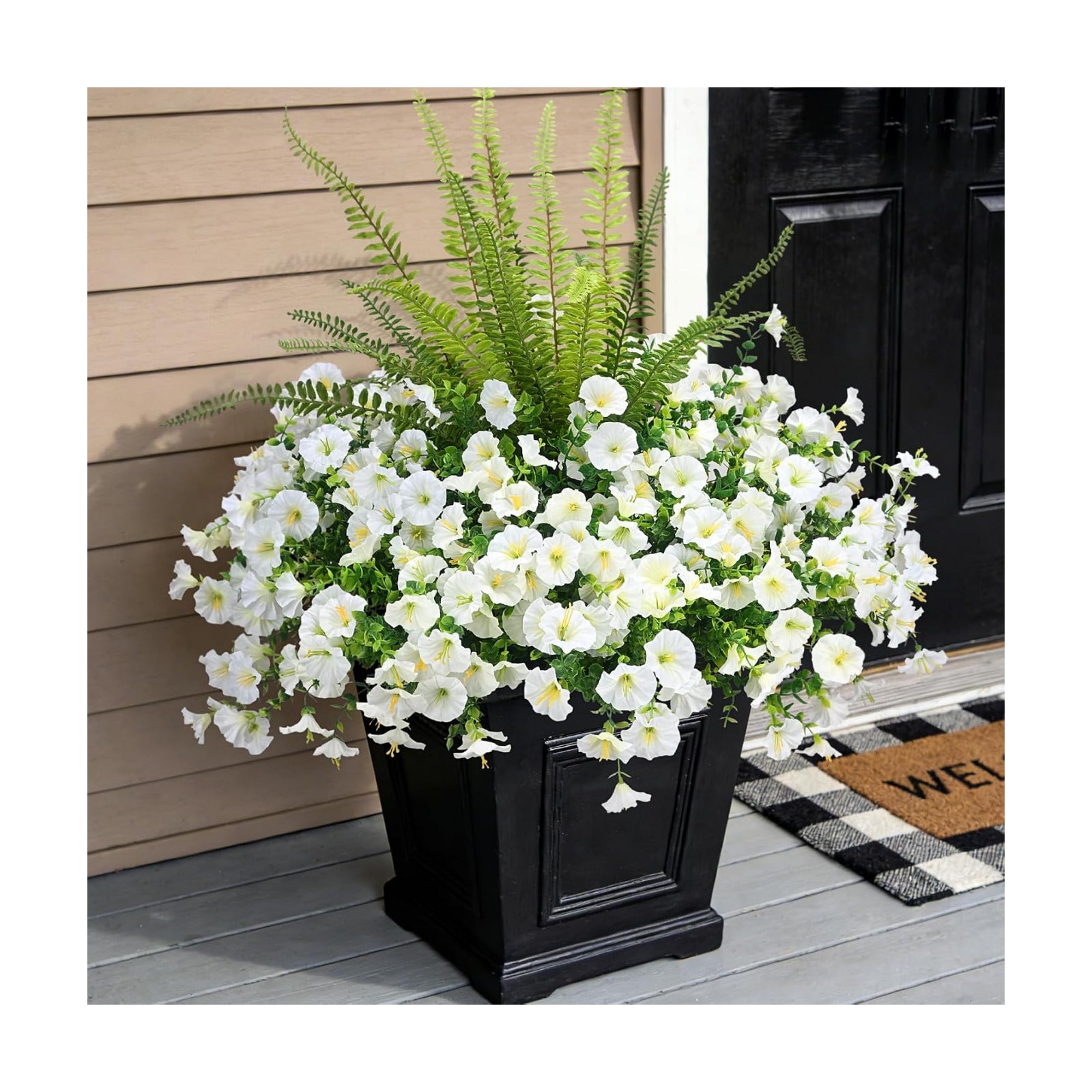 Artificial Flowers / UV Resistant Silk Fake Morning Glory Tall Ferns / 2 Color Mixed