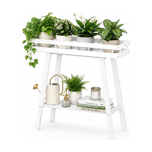 BAMBANG Bamboo Plant Stand Indoor, 2 Tier Small Plant Table, Tall Plant Stand for Indoor Plants, Window Sill Plant