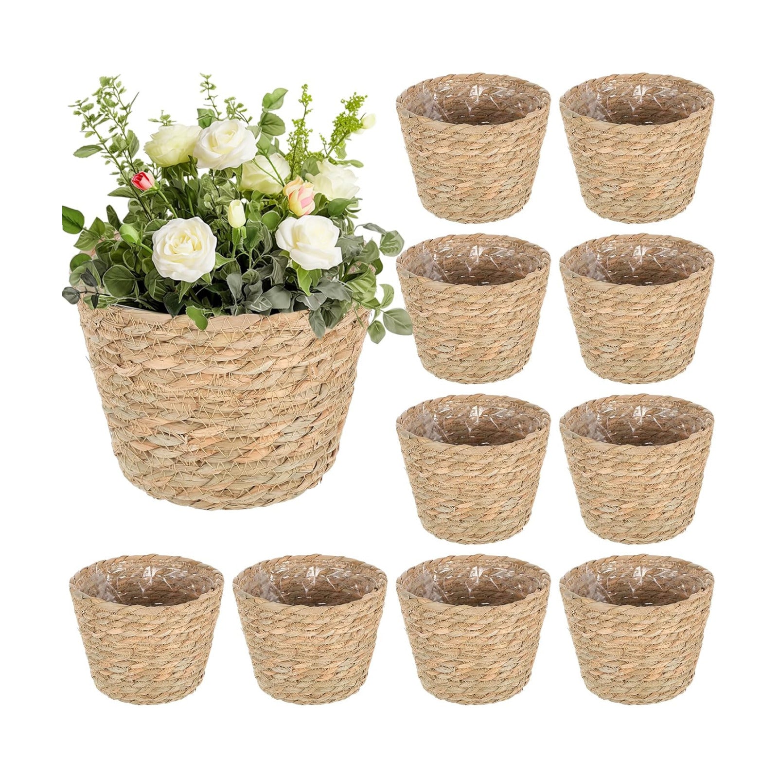 Wicker Flower Pots / Set of 10