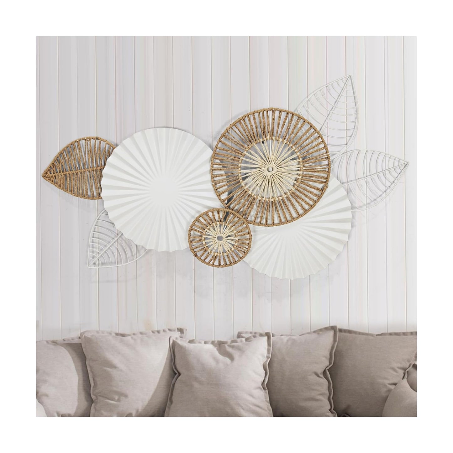 Boho Wall Decor / White Round Plate / 43 x 23