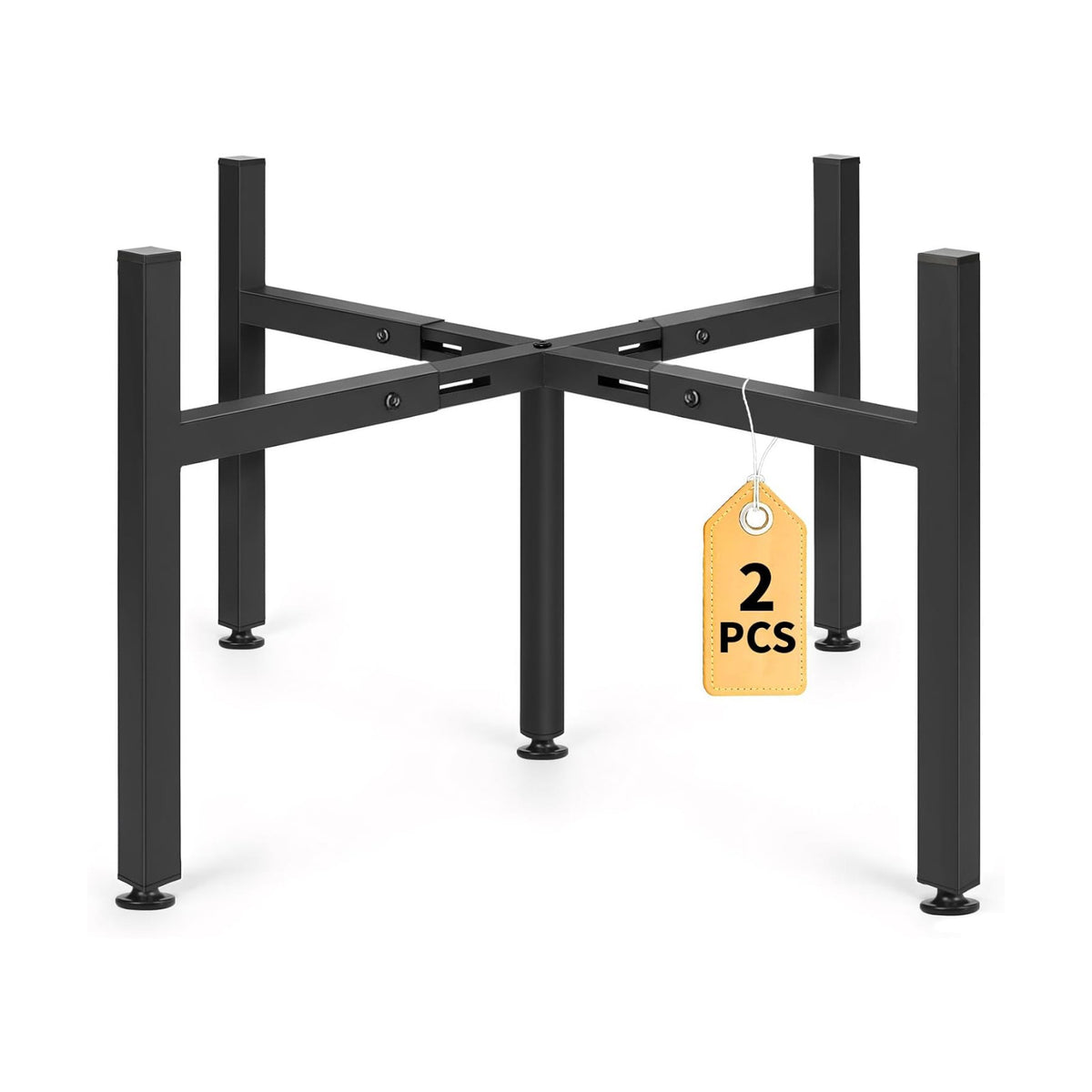 Plant Stand Indoor Outdoor, 2 Pack Adjustable Plant Stands Fit for 15–20-Inch Large Plants, Mid-Century Metal Planter