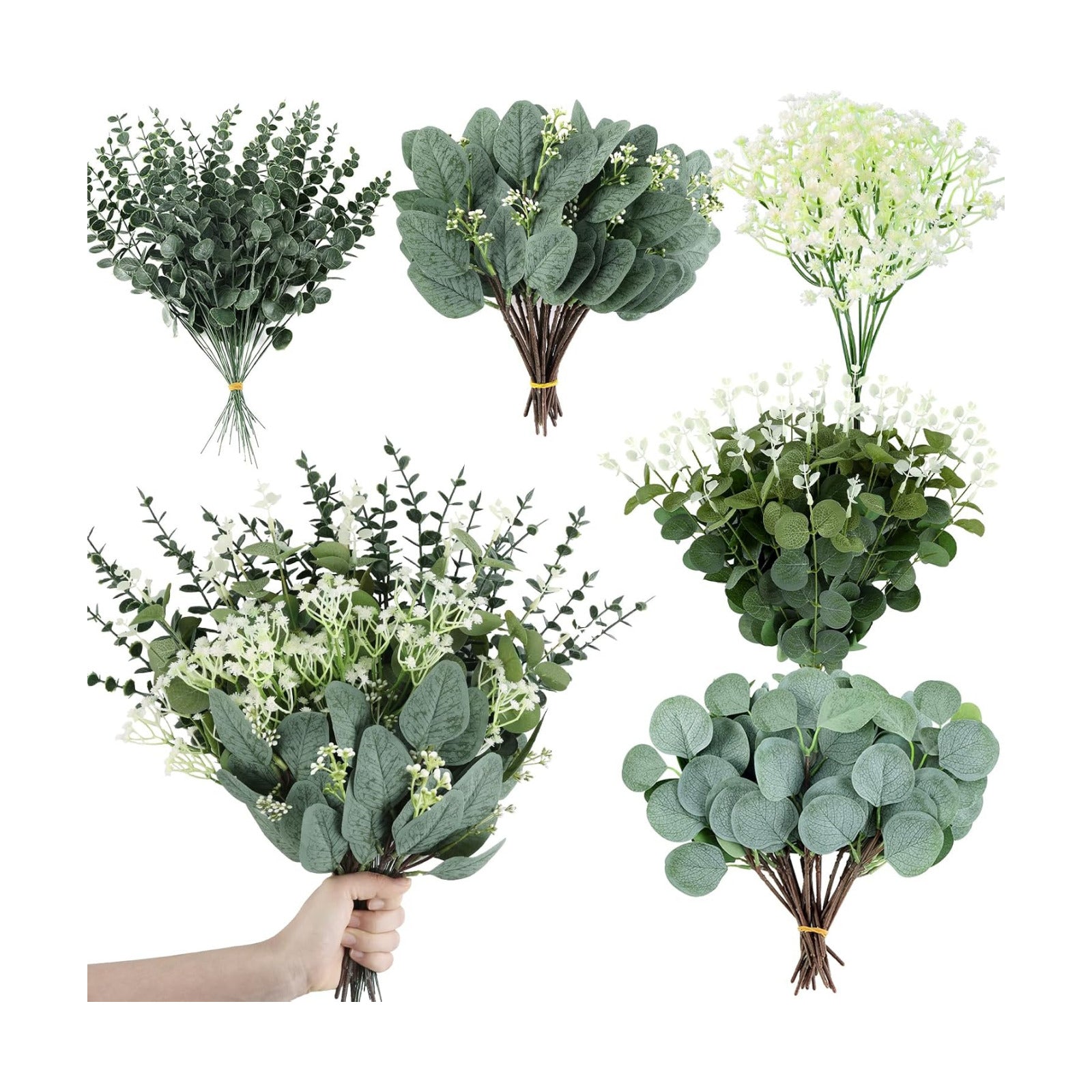 Eucalyptus Stems Artificial Flowers / Set of 120