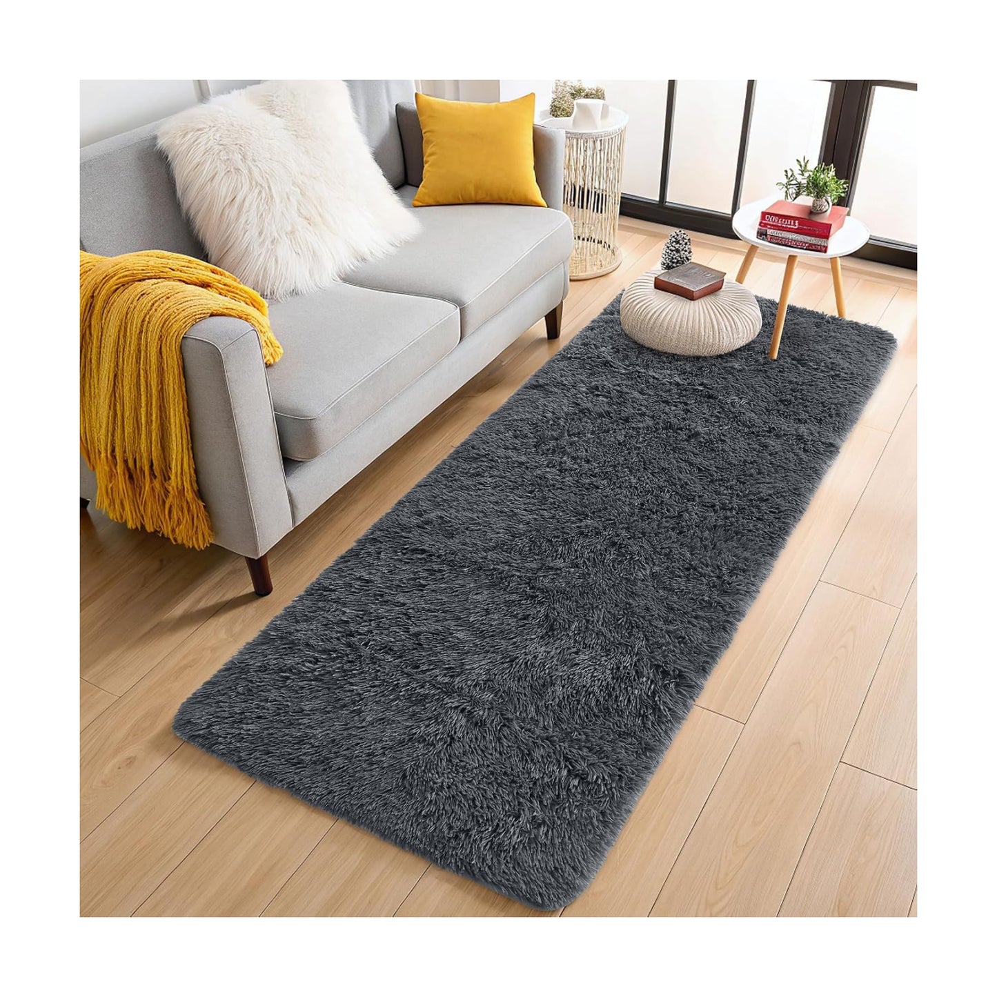 OLANLY 3x11 Machine Washable Runner Rugs for Hallway, Soft Fluffy Shaggy Bedside Rugs for Bedroom, Living Room, Indoor