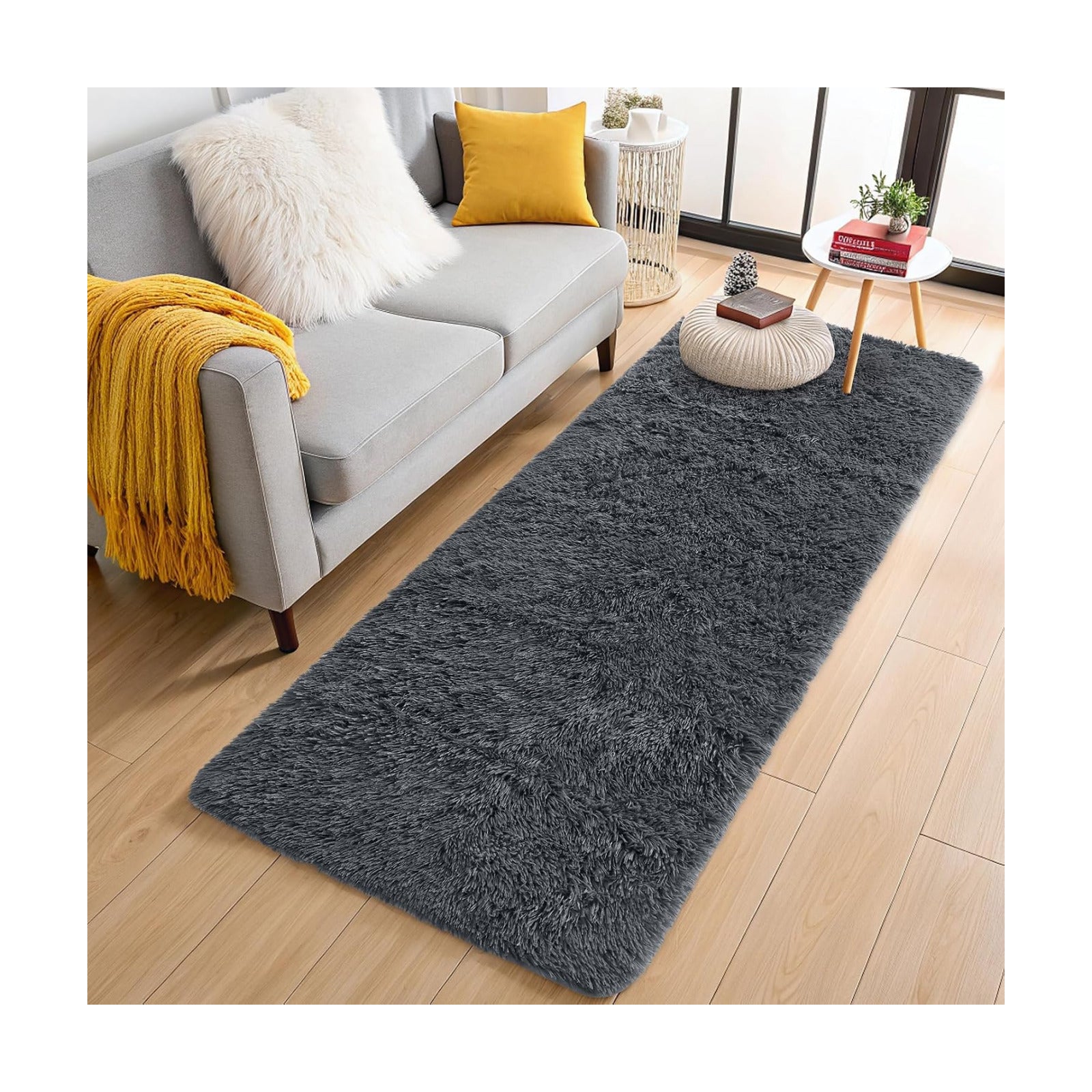 OLANLY 3x11 Machine Washable Runner Rugs for Hallway, Soft Fluffy Shaggy Bedside Rugs for Bedroom, Living Room, Indoor