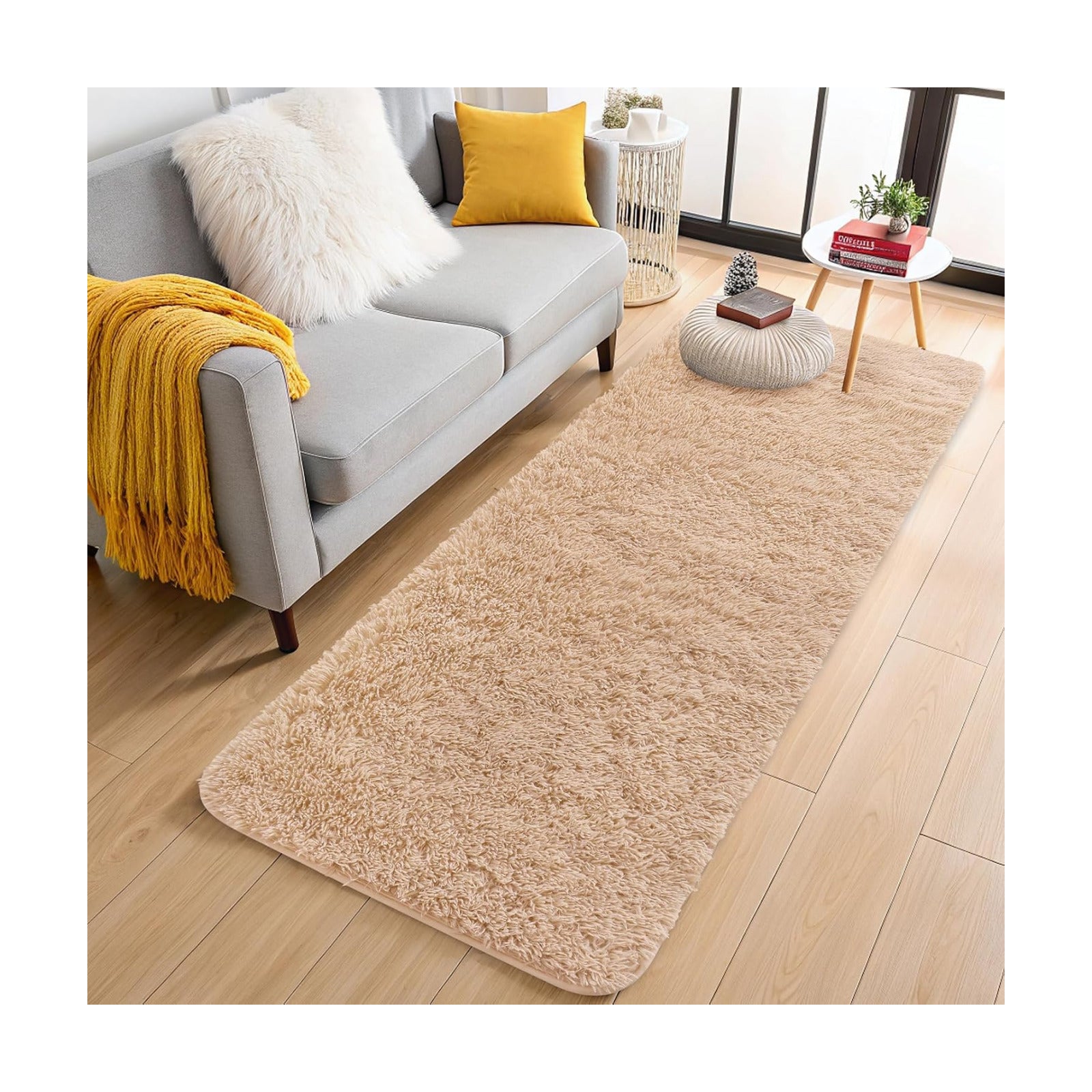 OLANLY 3x12 Machine Washable Runner Rugs for Hallway, Soft Fluffy Shaggy Bedside Rugs for Bedroom, Living Room, Indoor