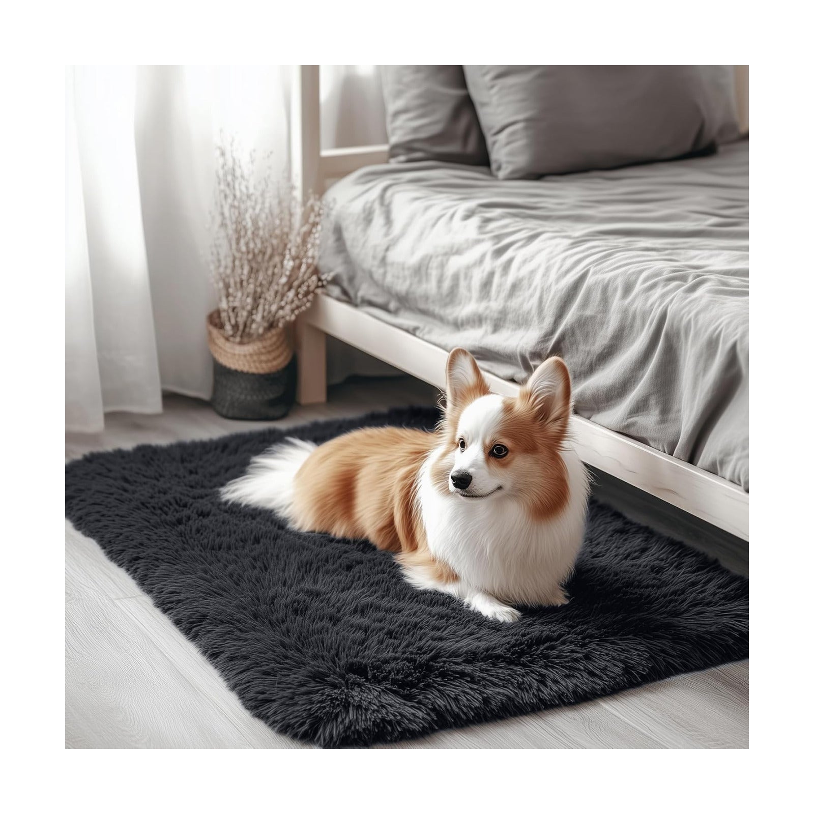 OLANLY 2x2 Machine Washable Small Rug, Soft Fluffy Shaggy Throw Rug for Bedroom, Entryway, Indoor Floor Carpet for