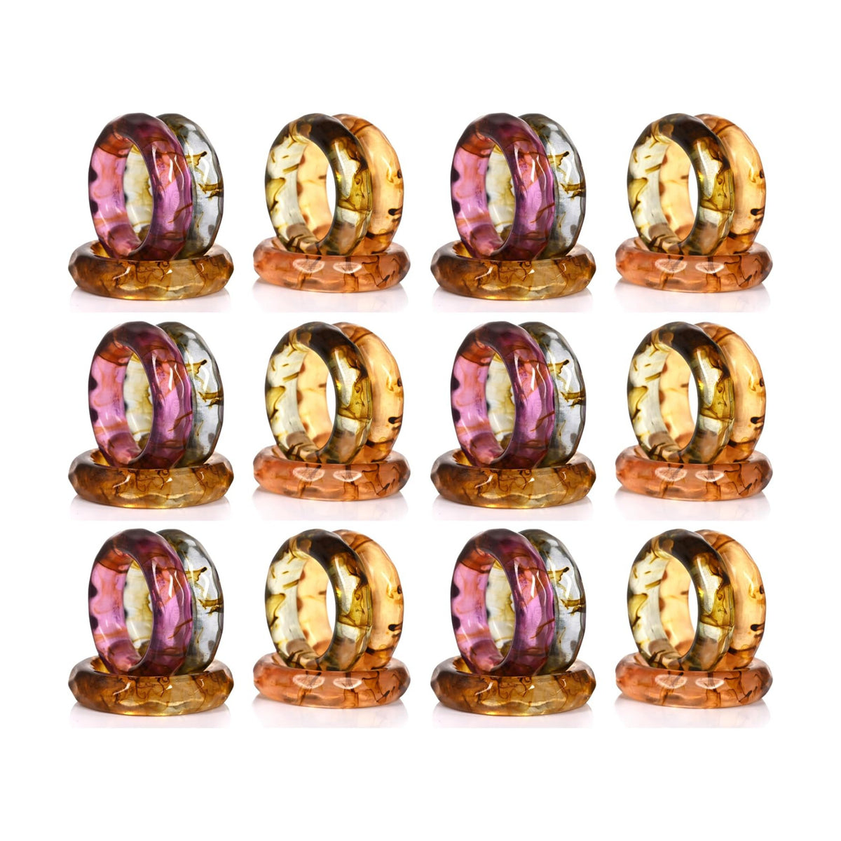 Unique Artisan Resin Napkin Rings Set of 36, Luxurious Modern Table Decor, High-End Designer Napkin Holders for