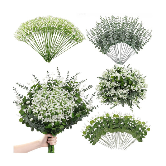 Real Touch Babys Breath Artificial Flowers Bulk / Silver / Set of 110