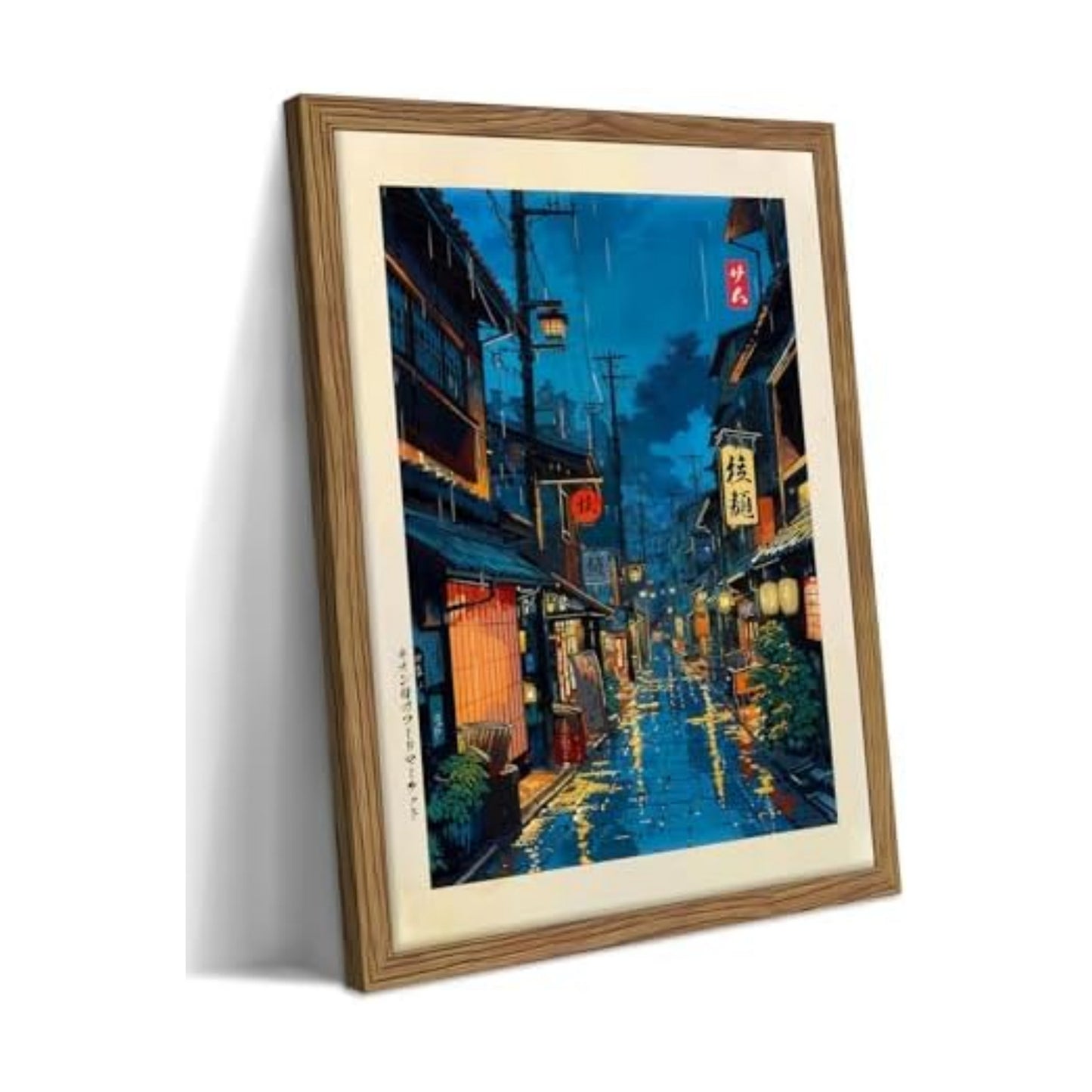 Framed Japanese Wall Art, Asian Tokyo Tea House Canvas Wall Decor Painting, Cool Japanese Night Posters Prints Pictures