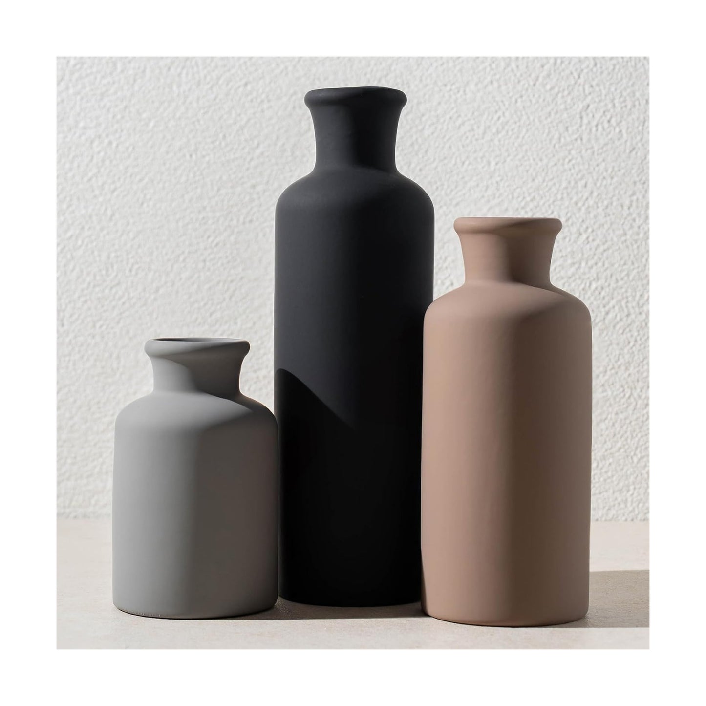 Ceramic Vase / Black Mix Set - Gray#2 / Set of 3