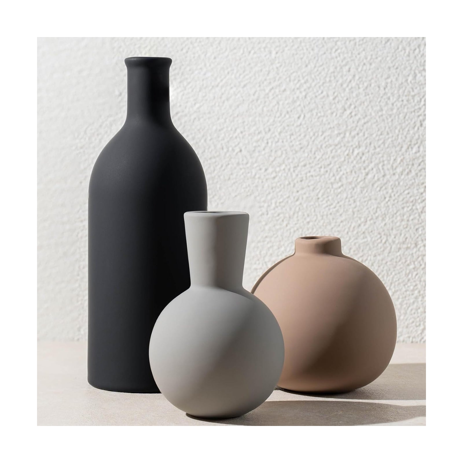 Ceramic Vase / Black Mix Set - Gray / Set of 3