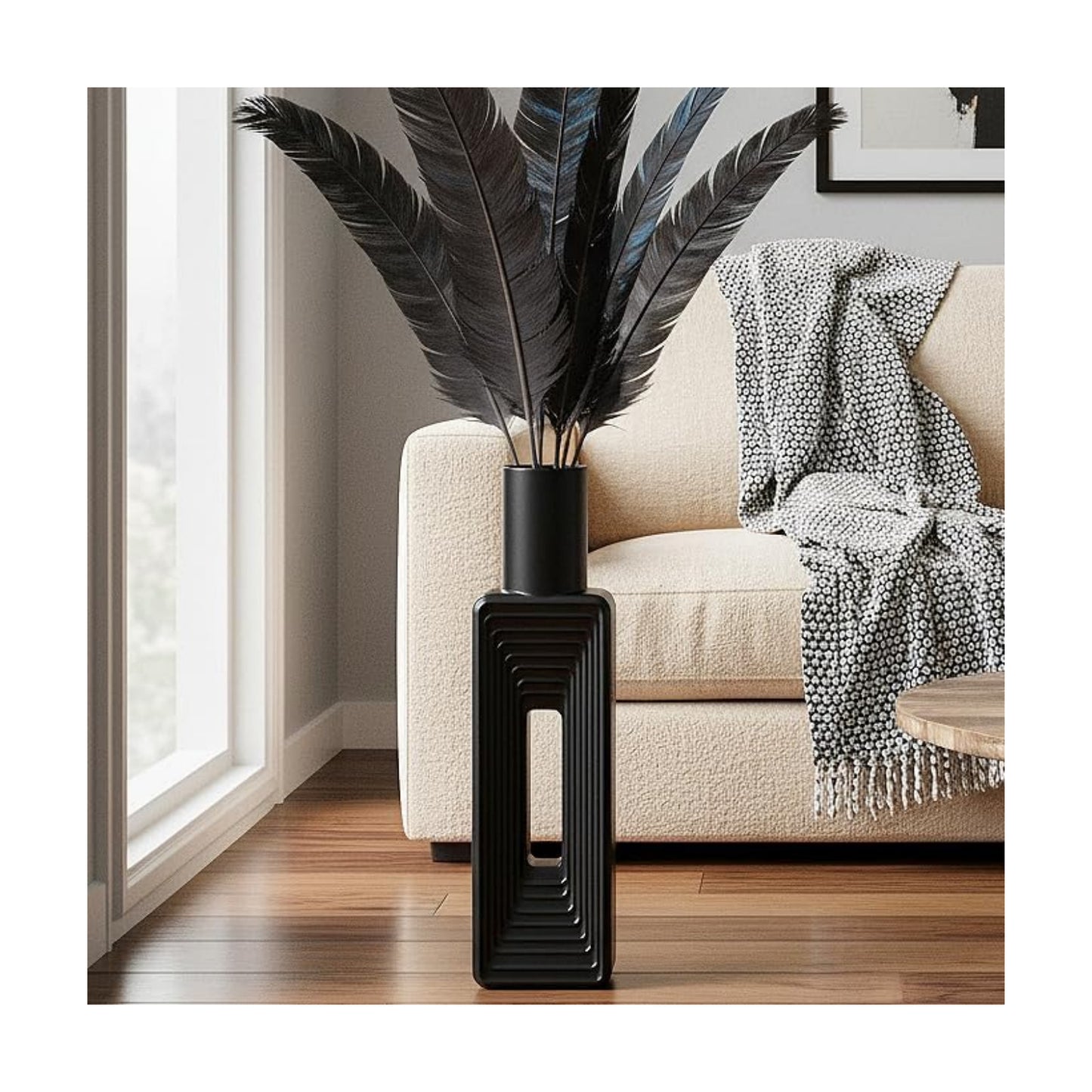 24- Tall Large Vases for Modern Home Decor / Black / 23.6 In