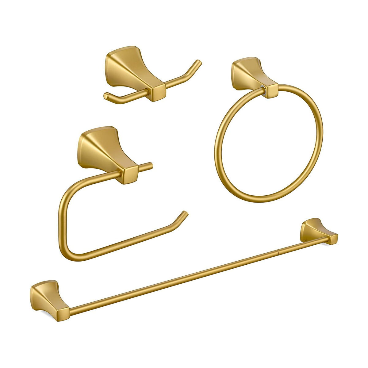Brushed Gold Bathroom Hardware Set 4 Piece Gold Bathroom Accessories Set, 23.6 inch Bath Towel Bar Set | Towel Hook