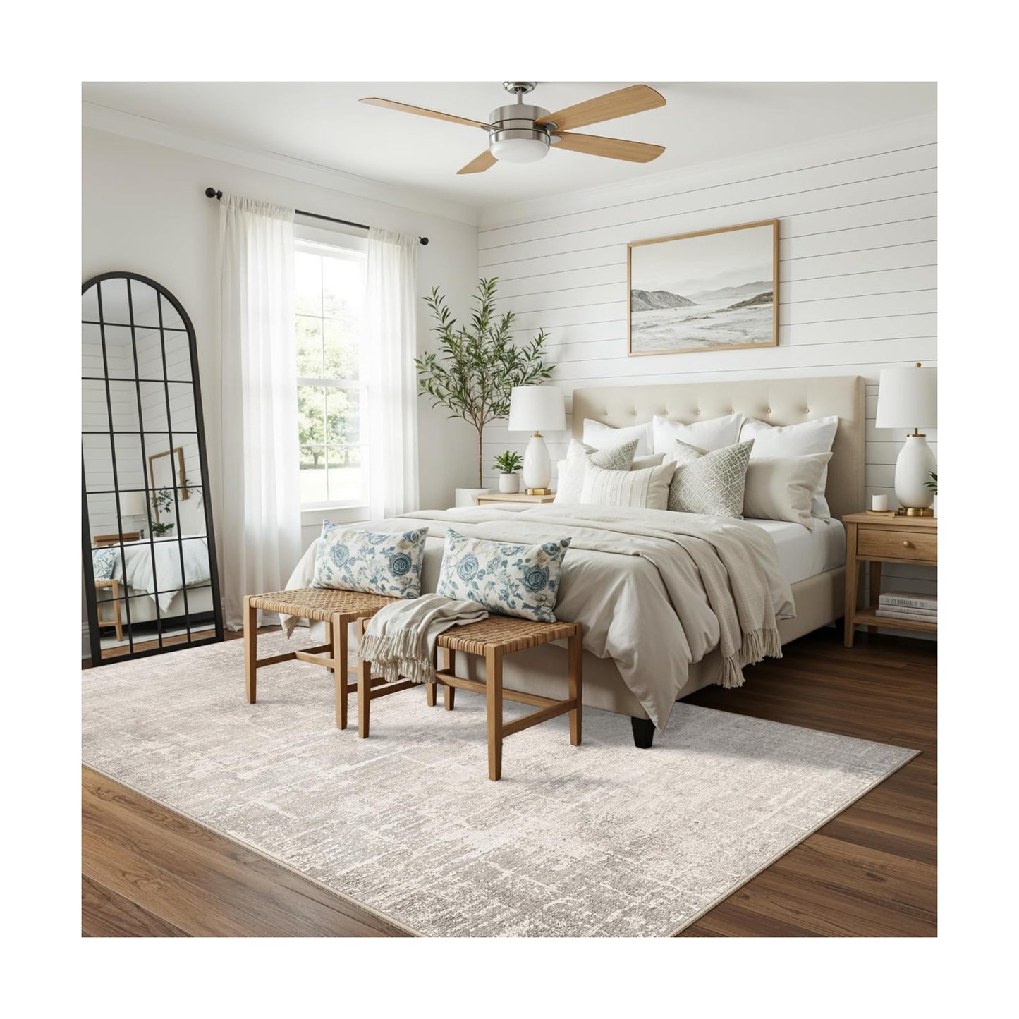 Washable 4x8 Hallway Area Rug: Abstract 8ft Water Resistant Soft Entry Kitchen Runner Rug Non-Slip Low Pile Carpet for