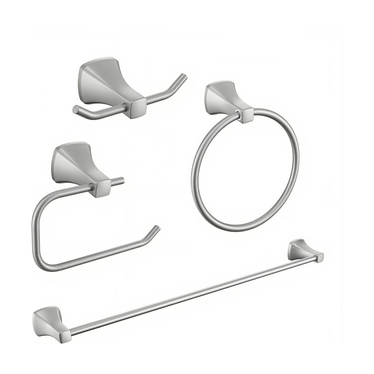 Brushed Brushed Nickel Bathroom Hardware Set 4 Piece Brushed Nickel Bathroom Accessories Set, 23.6 inch Bath Towel Bar