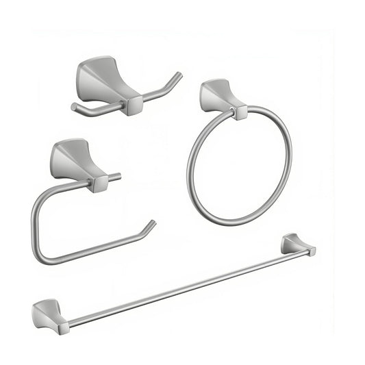 Brushed Brushed Nickel Bathroom Hardware Set 4 Piece Brushed Nickel Bathroom Accessories Set, 23.6 inch Bath Towel Bar