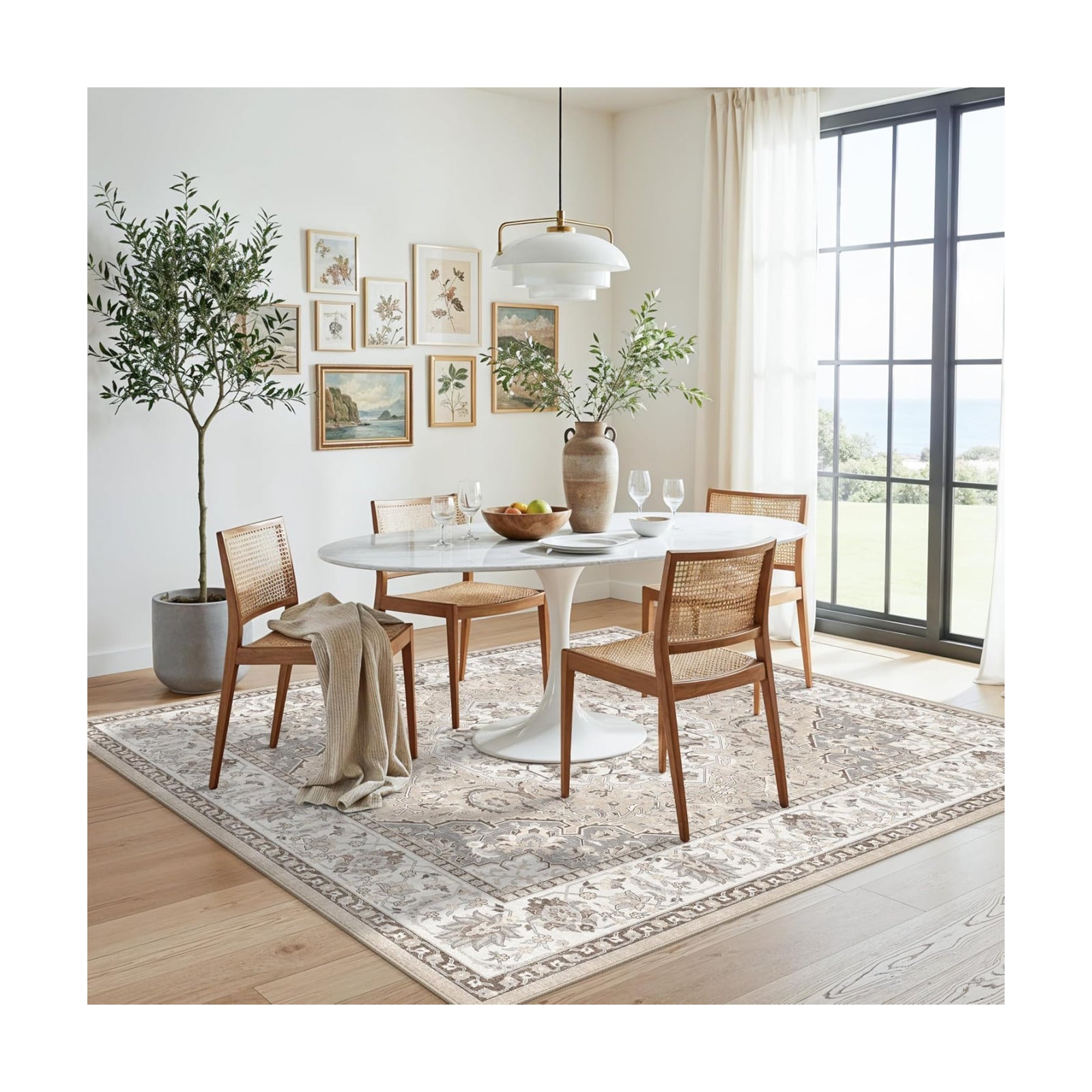 4x4 Washable Square Area Rug: Soft Entryway Kitchen Carpet with Non-Slip Backing Neutral Bathroom Nursery Floor Mat