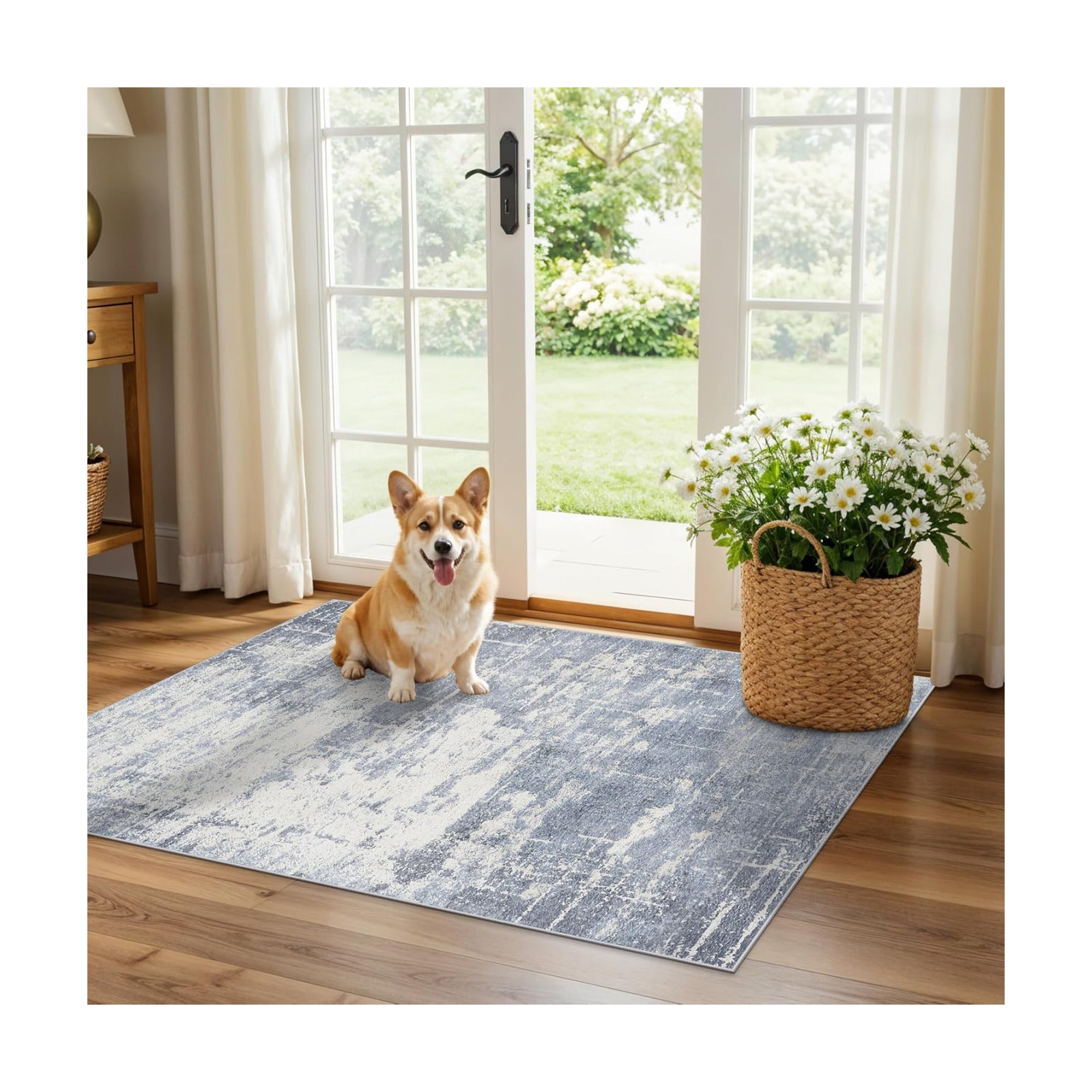 Washable 2x3 Entryway Area Rug: Modern Abstract Neutral Kitchen Rug Vintage Soft Floor Mat for Stove & Sink Area