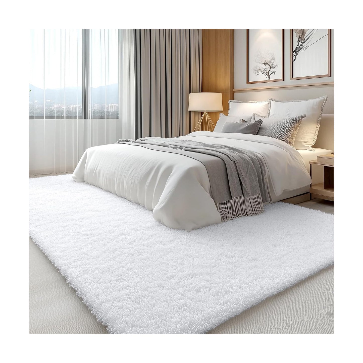 OLANLY 7x8 Machine Washable Large Area Rugs for Living Room, Bedroom, Soft Fluffy Shaggy Bedside Rug, Indoor Floor