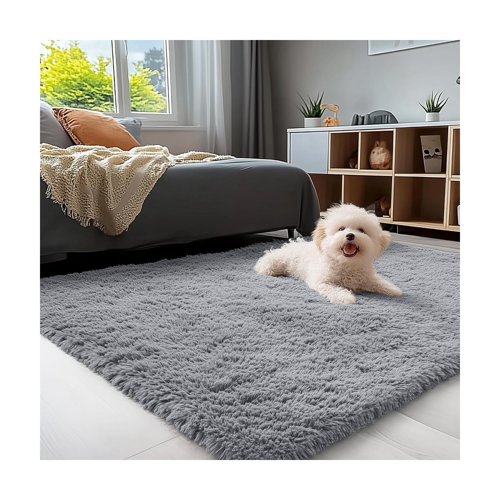 OLANLY 3x6 Machine Washable Runner Rugs for Hallway, Soft Fluffy Shaggy Bedside Rugs for Bedroom, Living Room, Indoor