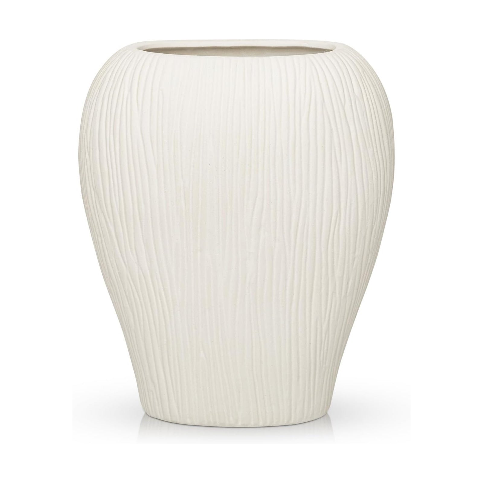 Slim Flat Ceramic Vase / White / Set of 13