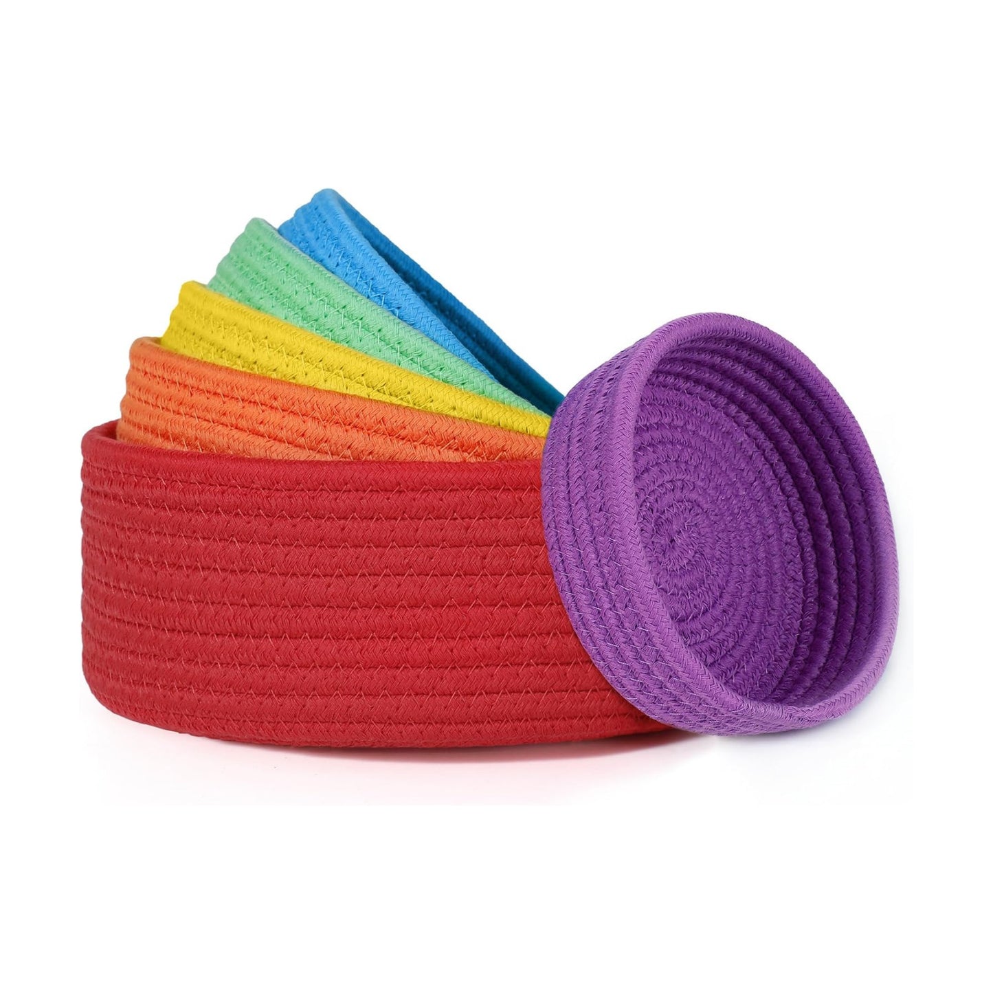 Woven Storage Baskets for Organizing / Rainbow / Set of 6