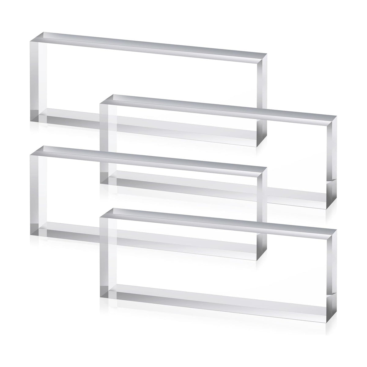 Yousoontic 4 Pcs Clear Acrylic Blocks for Display Blank Name Plate Block Cube Display Stand for Wedding Props