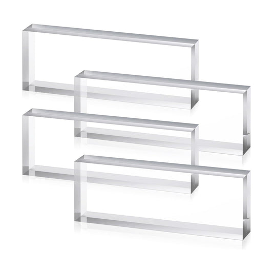 Yousoontic 4 Pcs Clear Acrylic Blocks for Display Blank Name Plate Block Cube Display Stand for Wedding Props