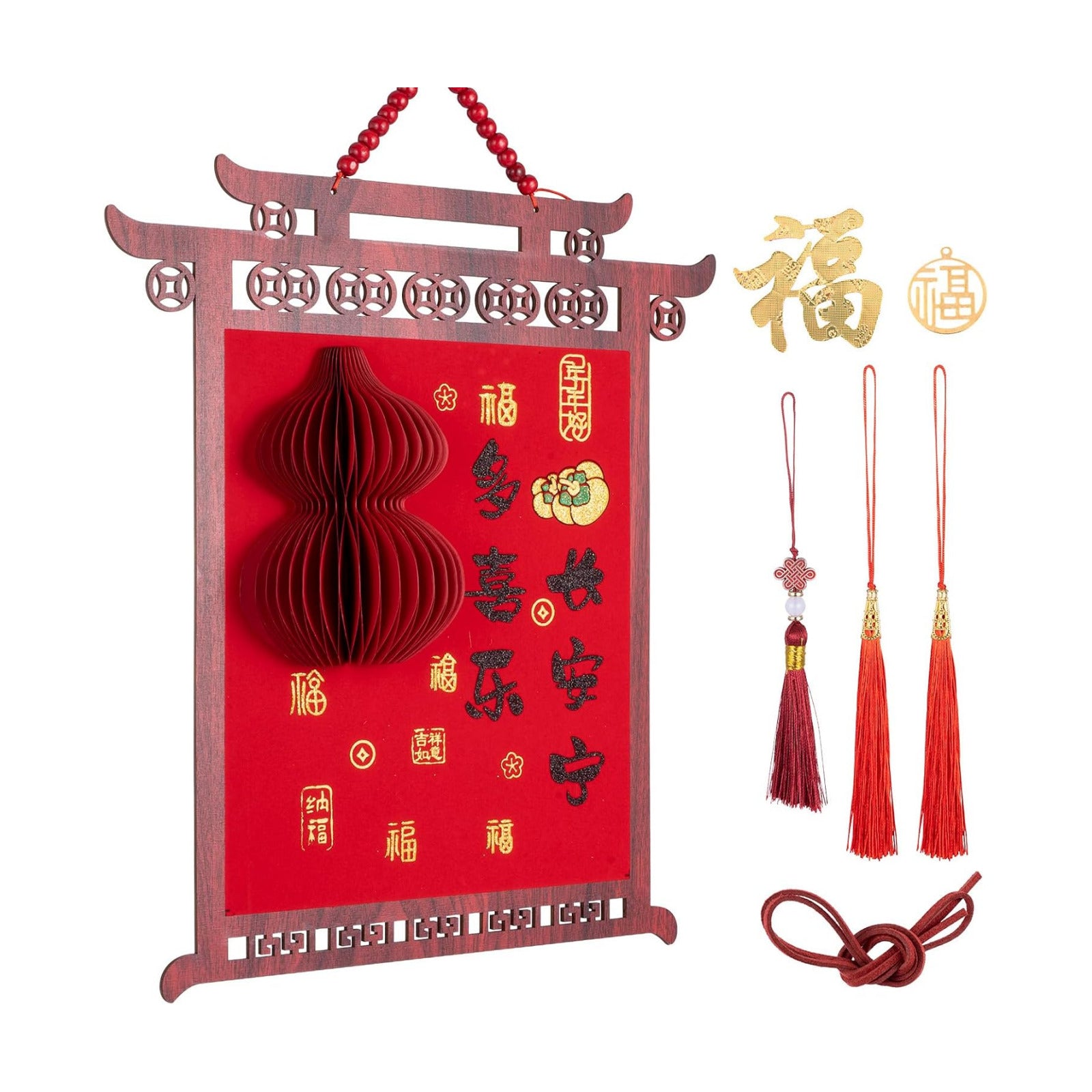 2026 Chinese New Year Decorations Wooden God of Wealth Hanging Ornament
