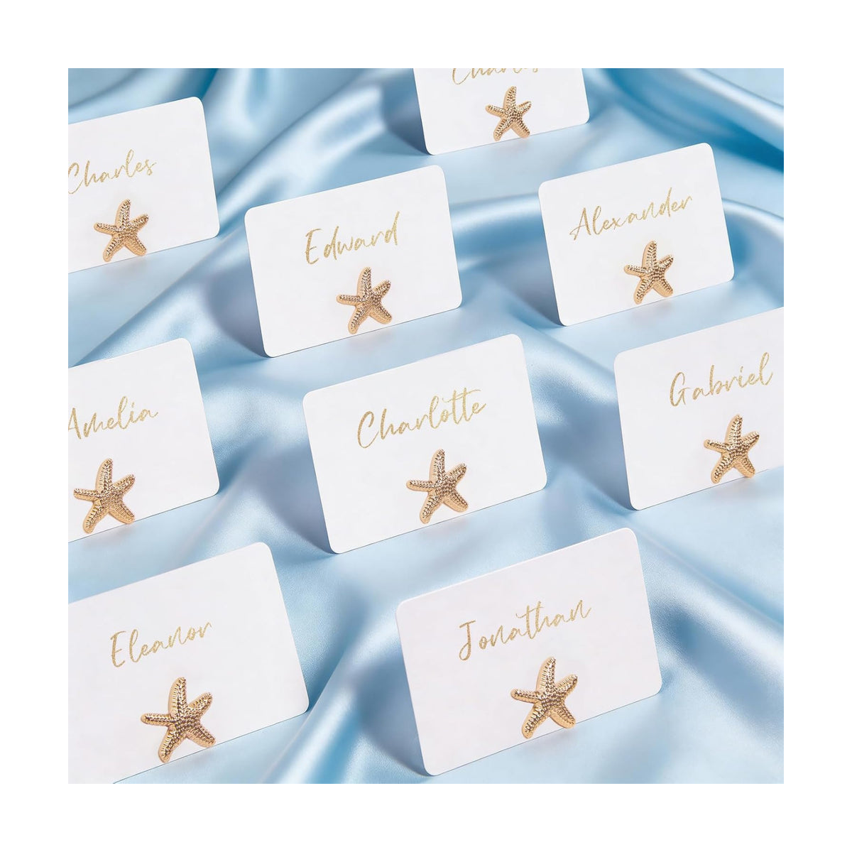 UNIQOOO 24Sets Decorative Starfish Place Card Holders Bulk, Sea Star Name Card Holders, for Beach Wedding Decor Coastal