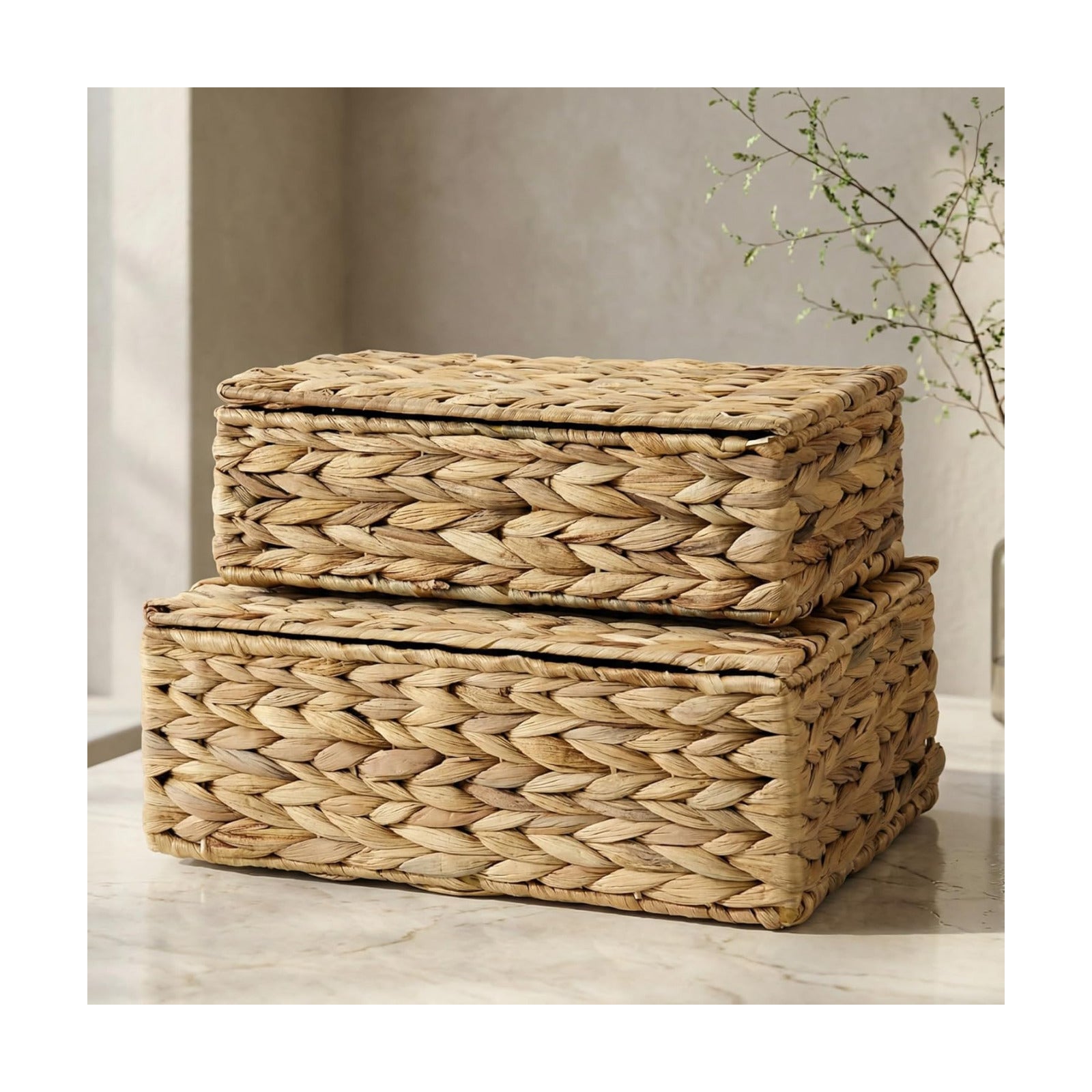 Wicker Organizer Bins for Your Shelves & Home Decor / Set of 2