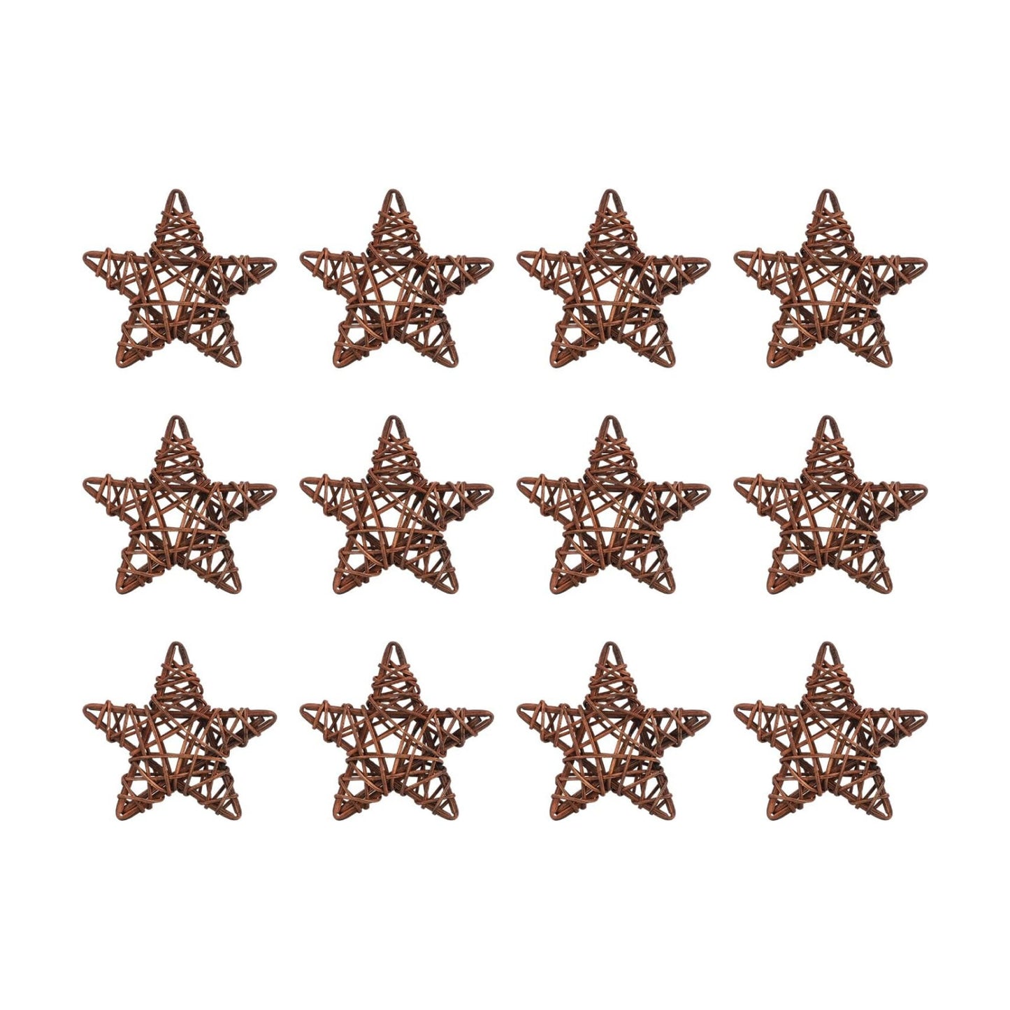 Vase Fillers / Natural Rattan Star Decorations / Brown / 3.35 Inch / Set of 12