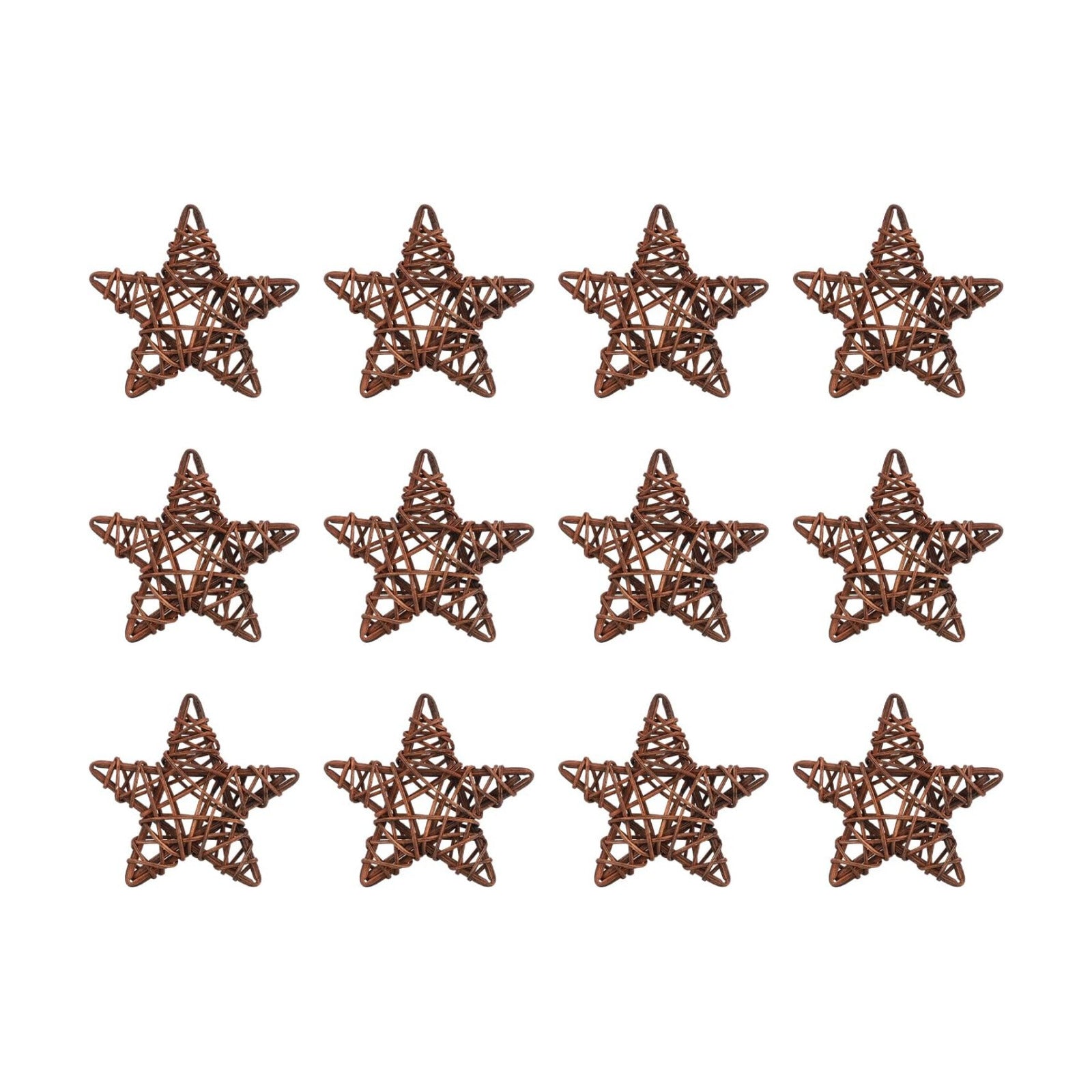 Vase Fillers / Natural Rattan Star Decorations / Brown / 3.35 Inch / Set of 12