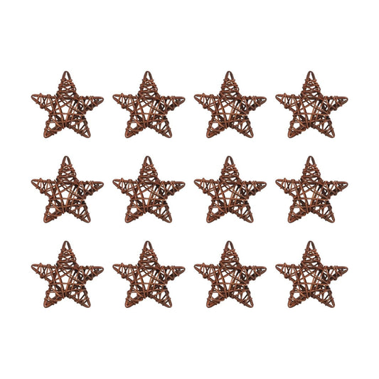 Vase Fillers / Natural Rattan Star Decorations / Brown / 3.35 Inch / Set of 12