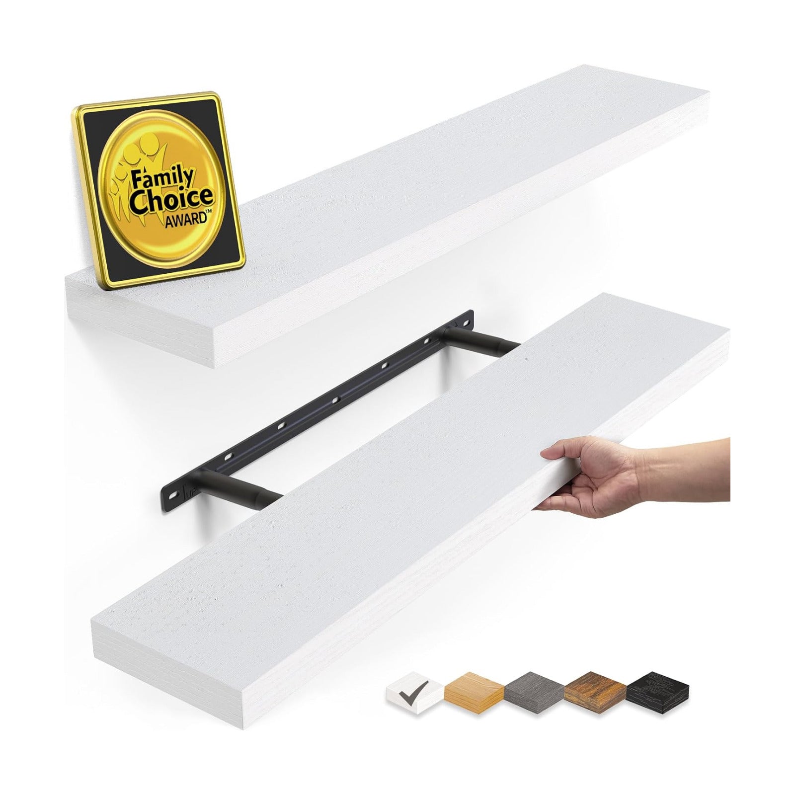 Floating Shelves White / White - Modern Minimalist Style / 22.5inches / Set of 2