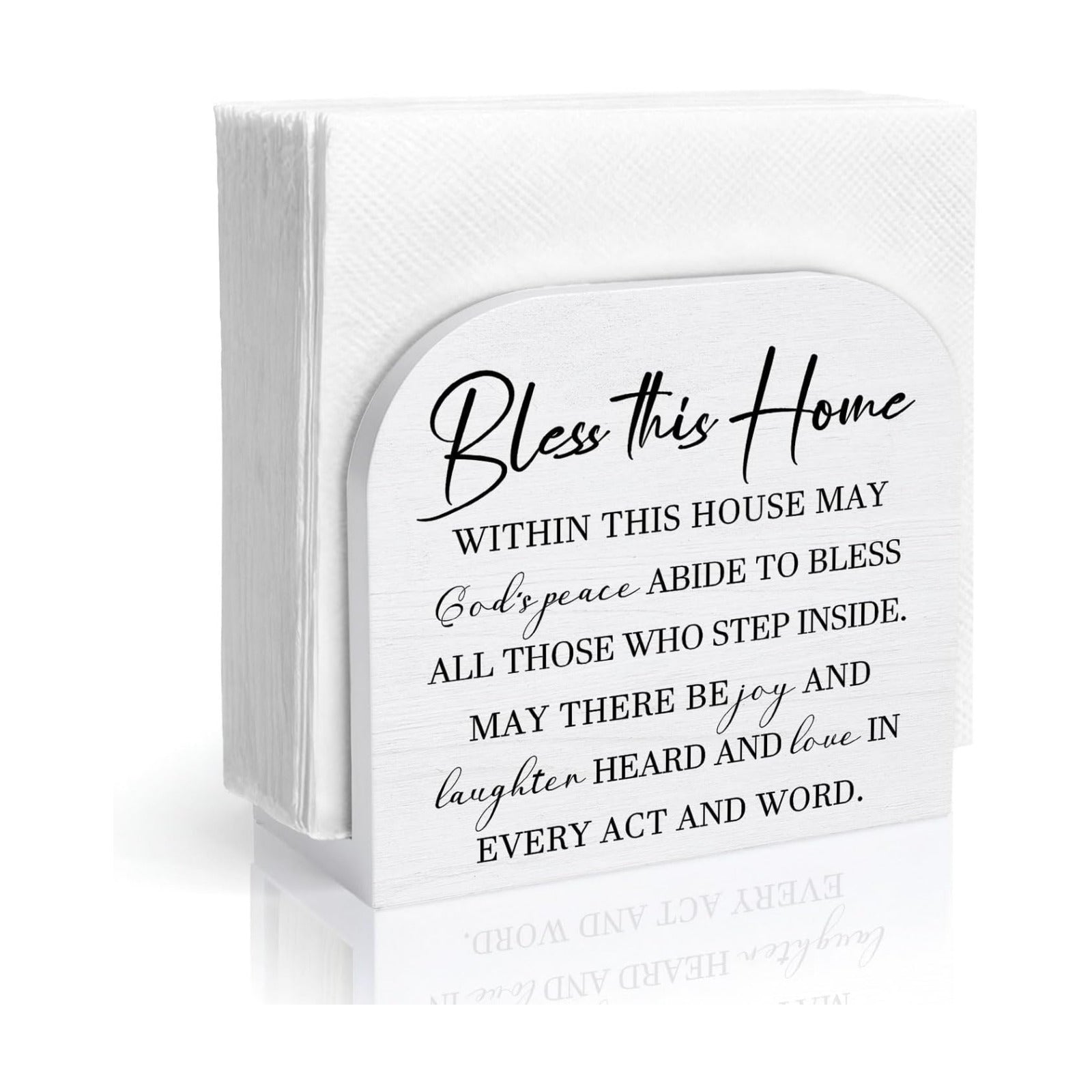Wood Napkin Holder / Bless This Home