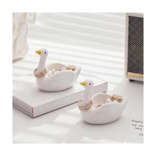 Jewelry Tray Trinket Dishes Ceramic Ring Holder Small Trinket Bowl / Silly Goose / Set of 2