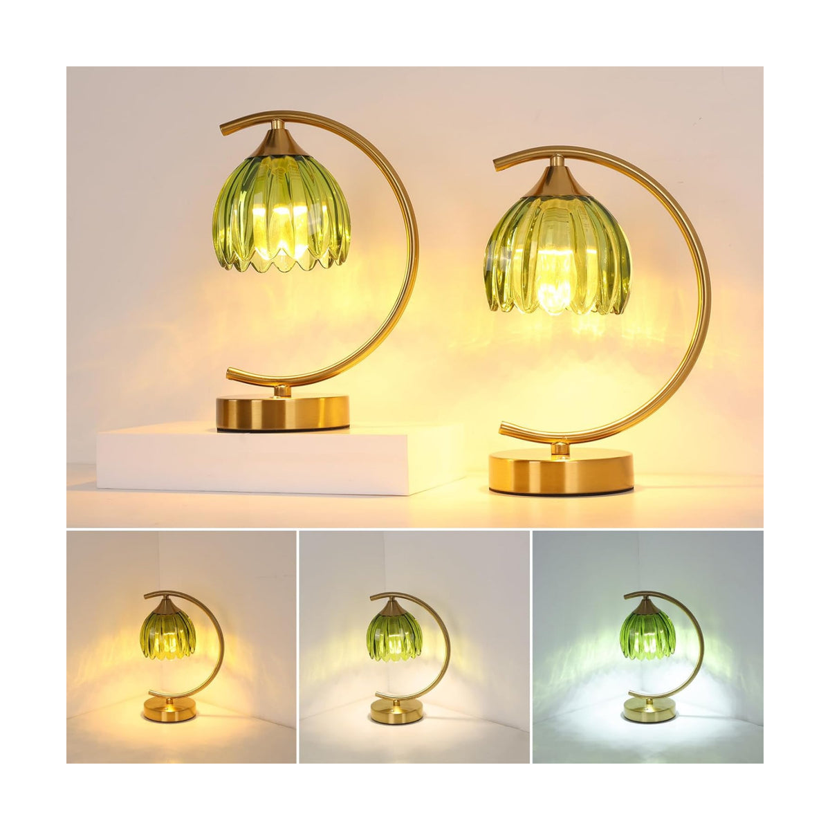 Shenmoyl Set of 2 Tulip Table Lamp, 5200mAh Cordless Touch Control Table Lamp with 3 Color Temps & Stepless Dimming