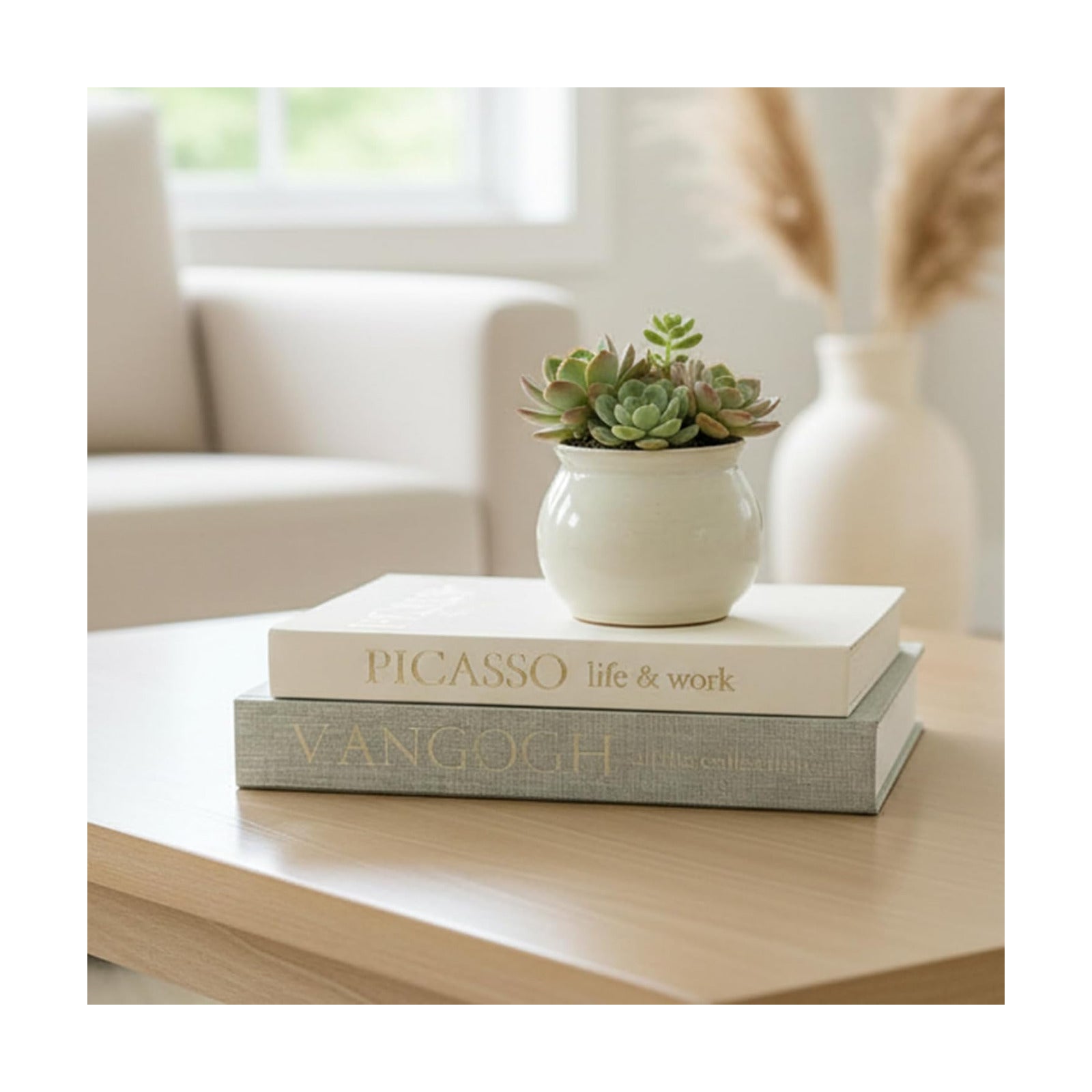 Linen Faux Fake Books for Decor Aesthetic / Mint Green & Beige / Set of 2