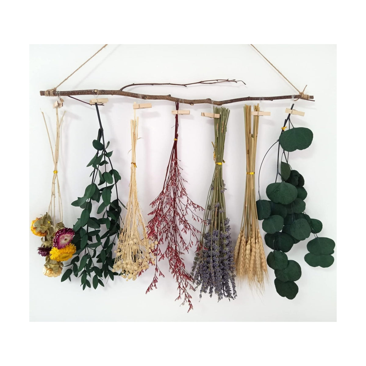 GHY Dried Flower Rack, Dried Flower Wall Hanging Farmhouse Wall Decor Dried Herb Rack - Lavender (Wheat)
