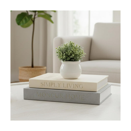 Decorative Books / Linen Storage Box / Apricot & Dark Gray / Set of 2