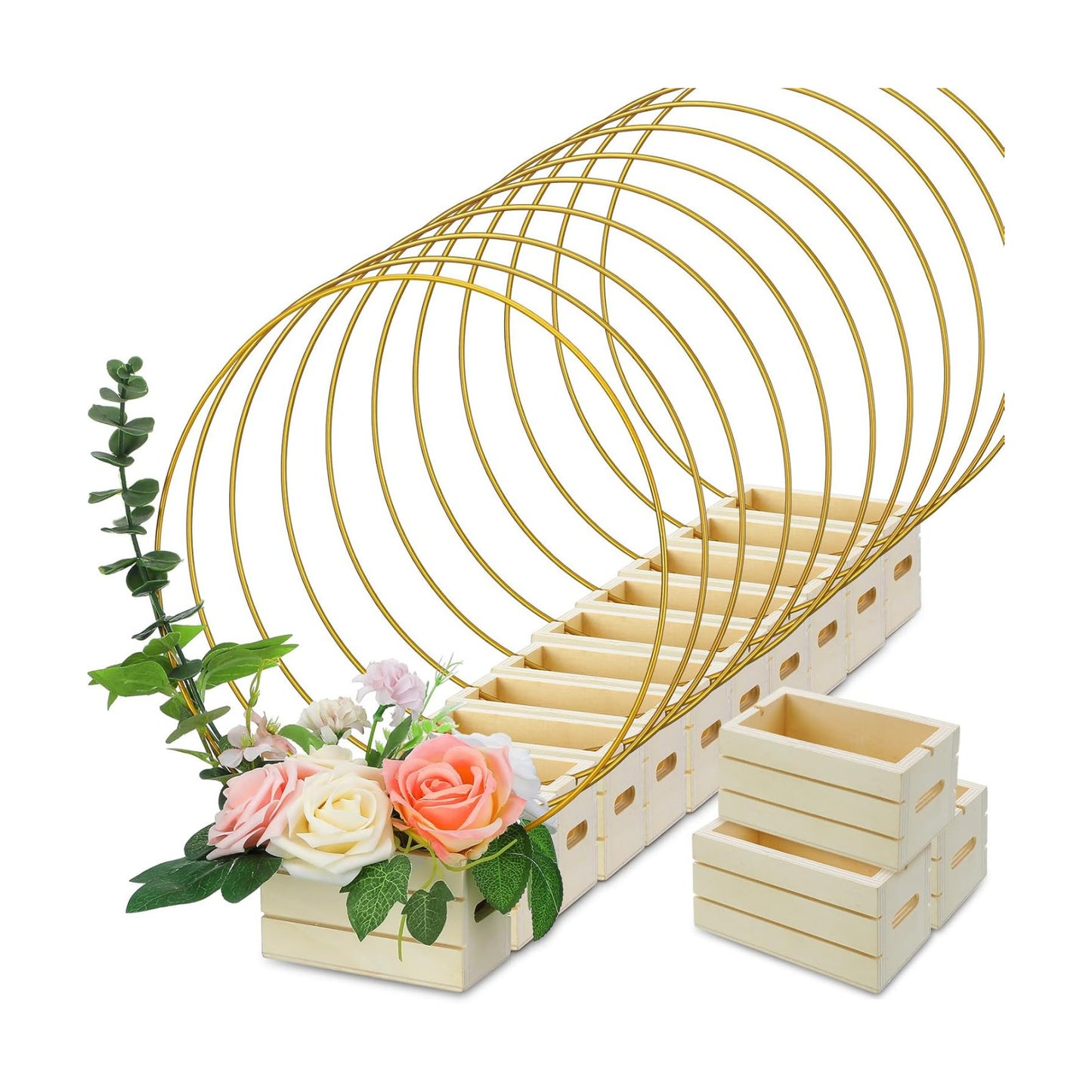 Stand / Metal Floral Hoop Centerpiece / 10 Inches / Gold / Set of 12