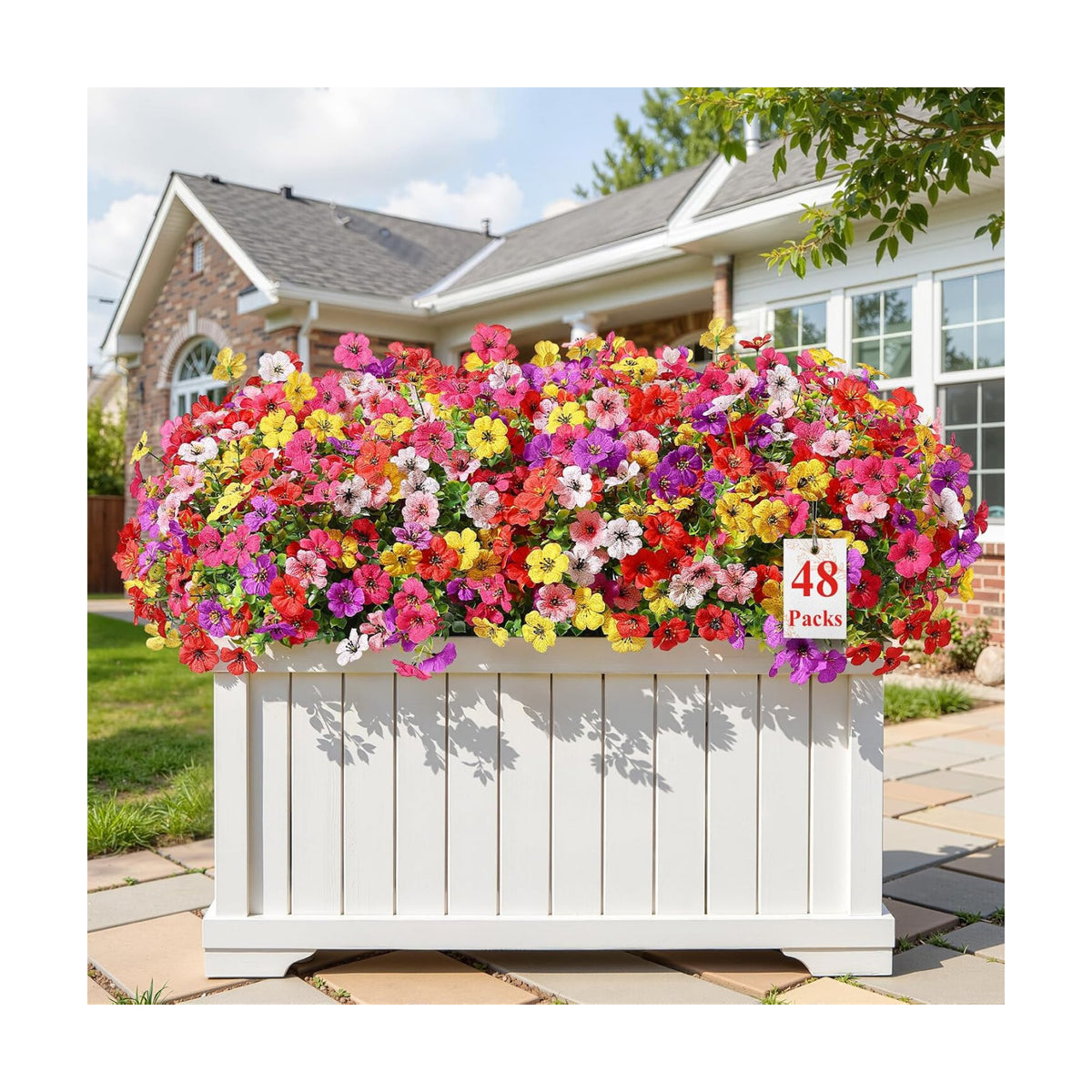 Alupssuc 48 Bundles Artificial Daisy Flowers UV Resistant for Outdoor Decor