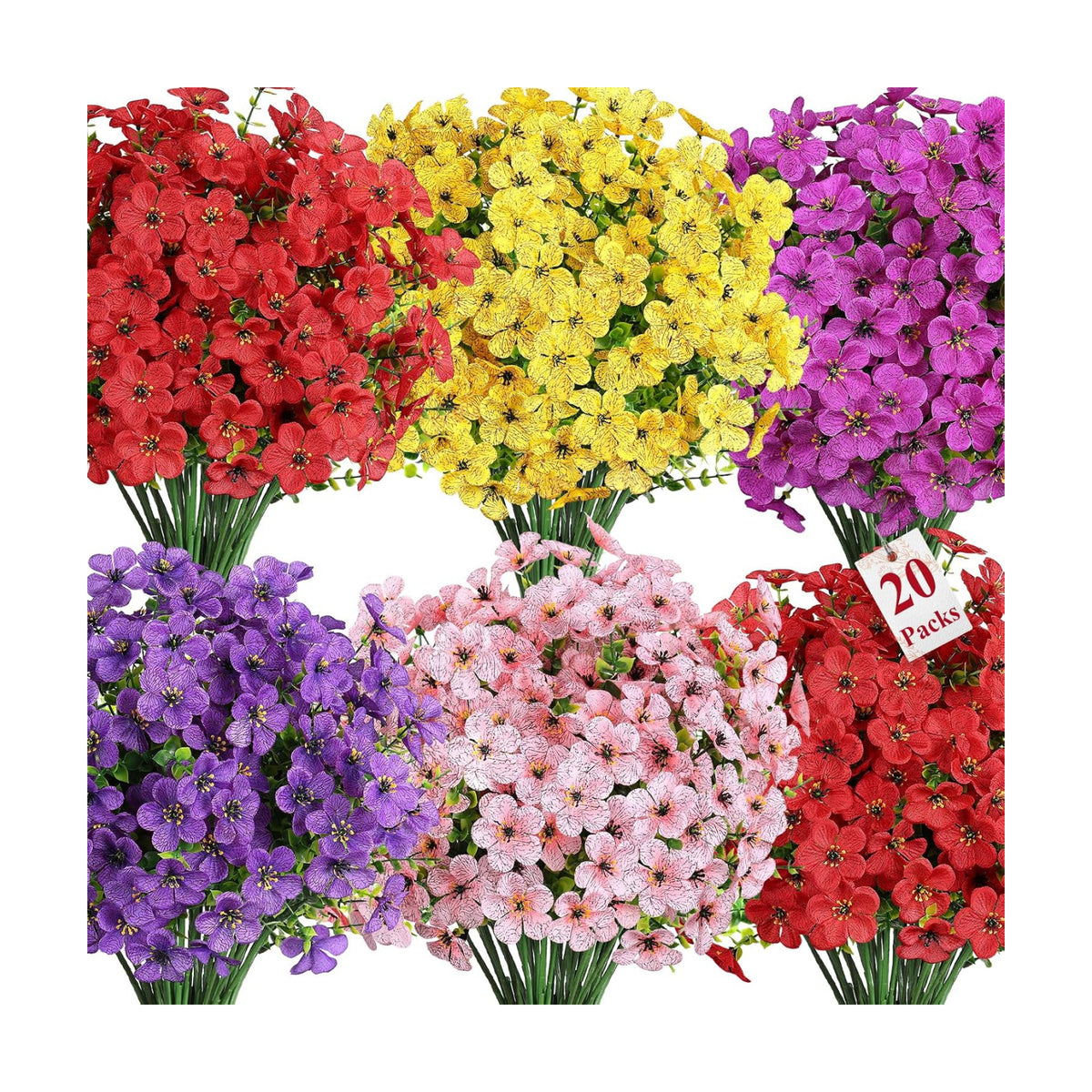 Alupssuc 20 Bundles Artificial Flowers for Outdoor Indoor Decoration