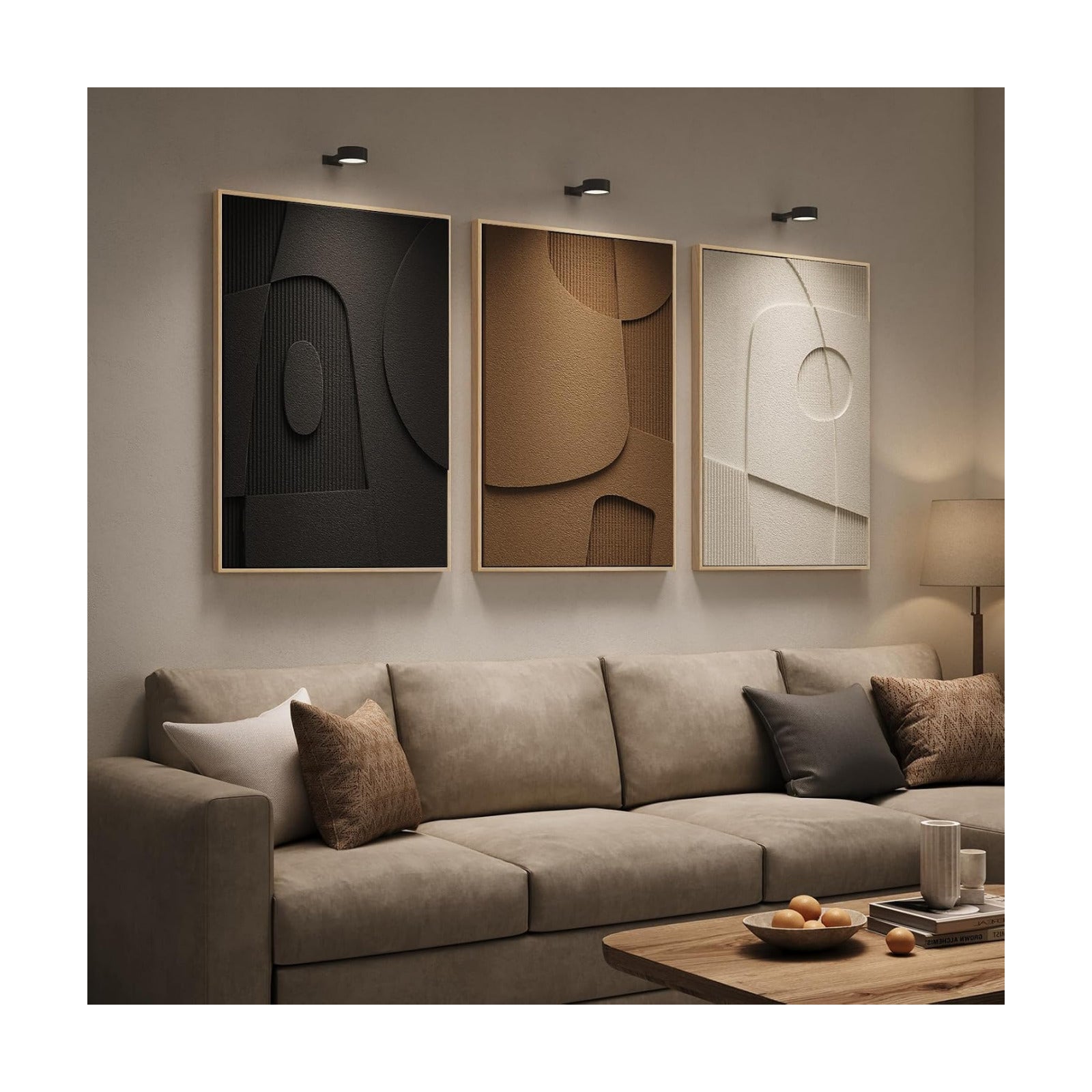 3D Textured Large Framed Abstract Wall Art for Living Room, 3Piece 24x36 In