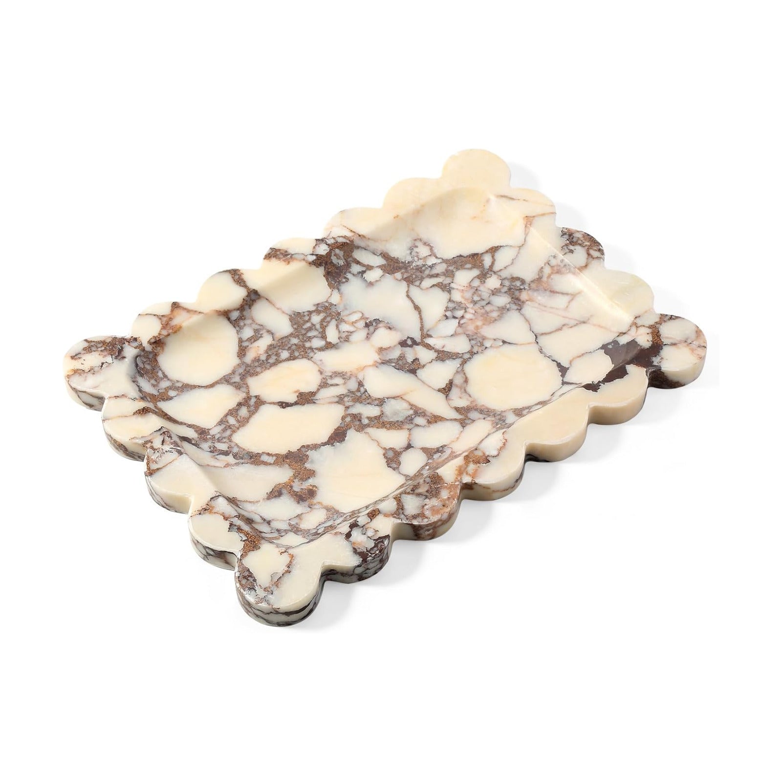 Scalloped Marble Vanity Tray for Countertop Bathroom Kitchen / Calacatta / 11 x 7.9 x 0.7