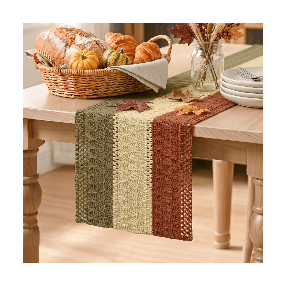 Artoid Mode Caramel Brown Coffee Farmhouse Rustic Table Runner 12x72 Inch
