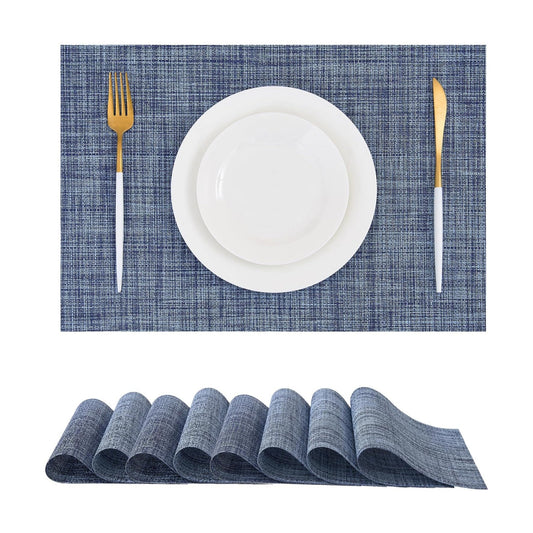 Deep Navy Woven Placemats / C1- Deep Navy / Set of 8