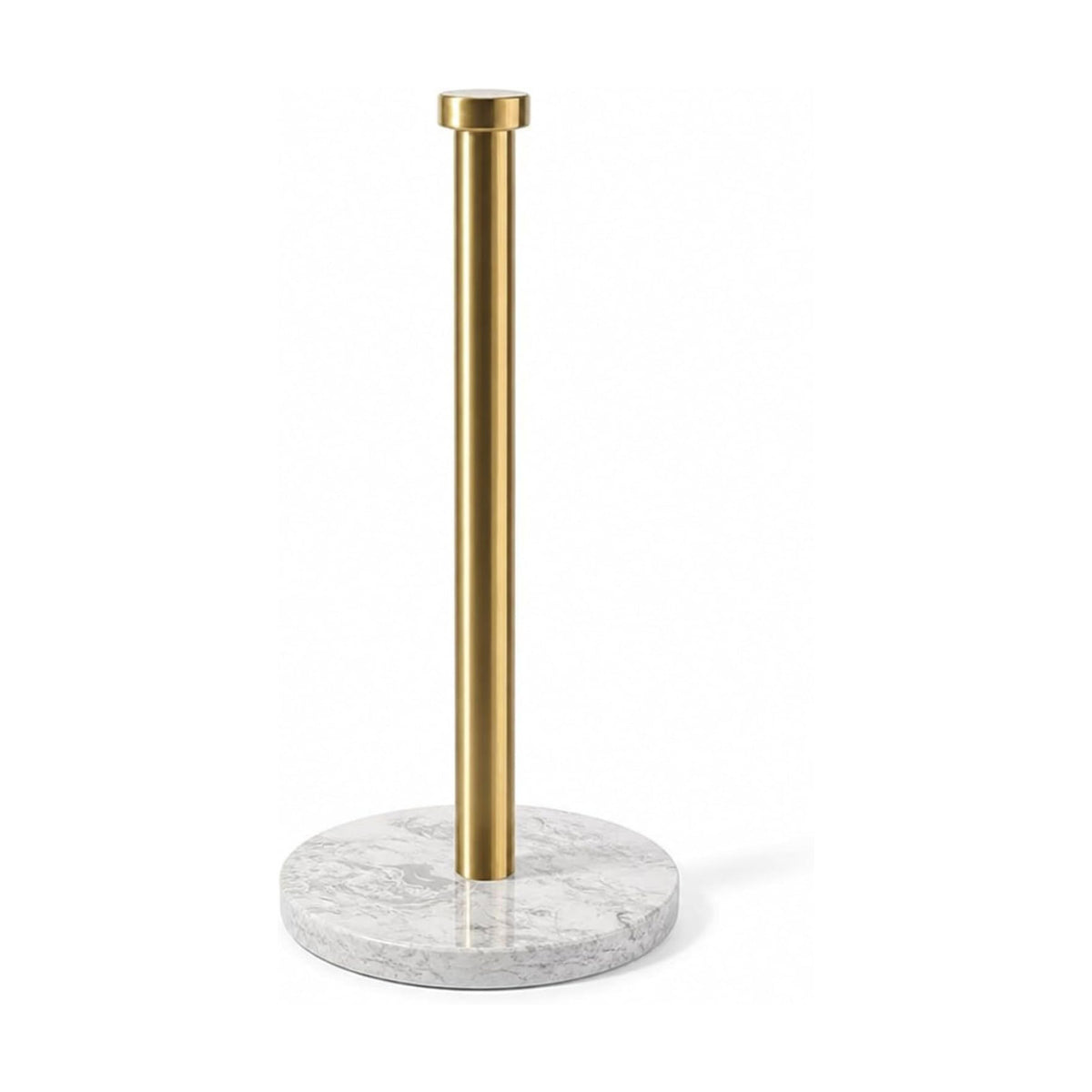 Paper Towel Holder Countertop, Marble and Brass Standing Paper Roll Holder, Heavy Stone Paper Towel Holder with 6"