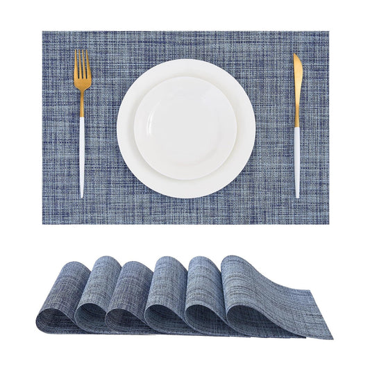 Deep Navy Woven Placemats / C1- Deep Navy / Set of 6